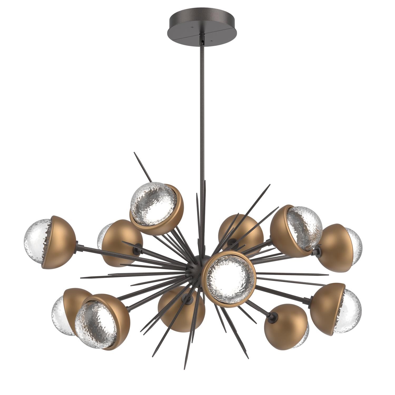 Shown in Graphite finish and Clear glass and Novel Brass accent