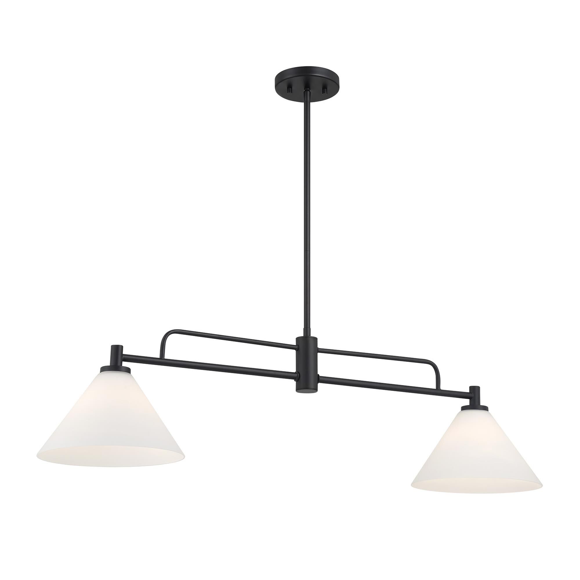 Shown in Matte Black finish and White Opal glass and Glass shade