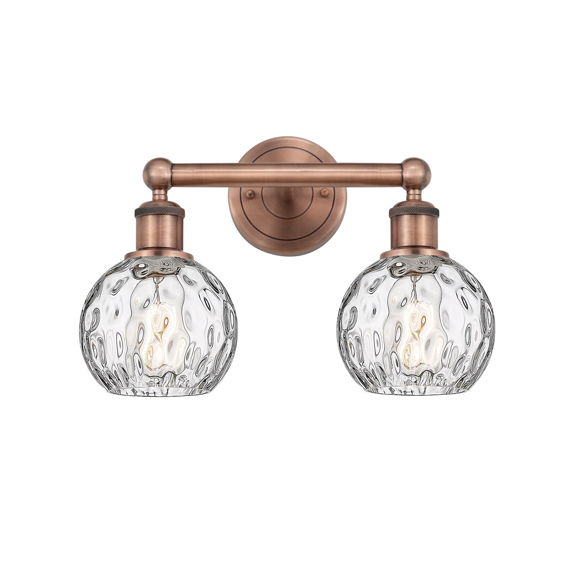 Shown in Antique Copper finish and Clear Water Glass glass