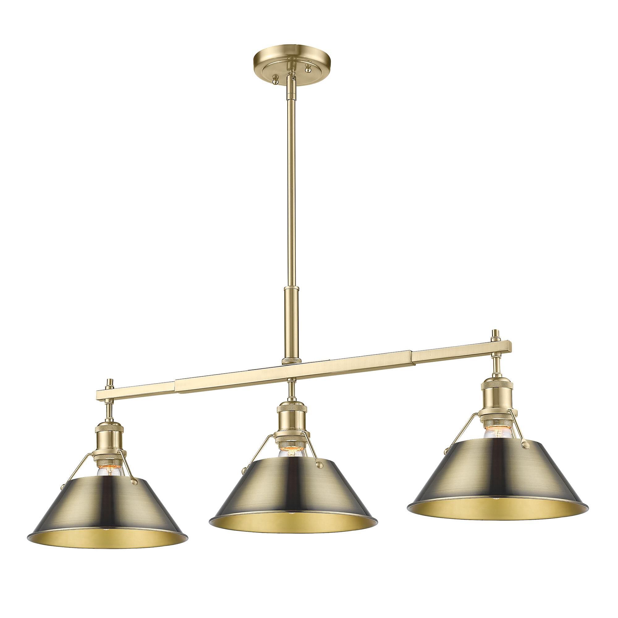 Shown in Brushed Champagne Bronze finish and Without Glass glass and Aged Brass shade