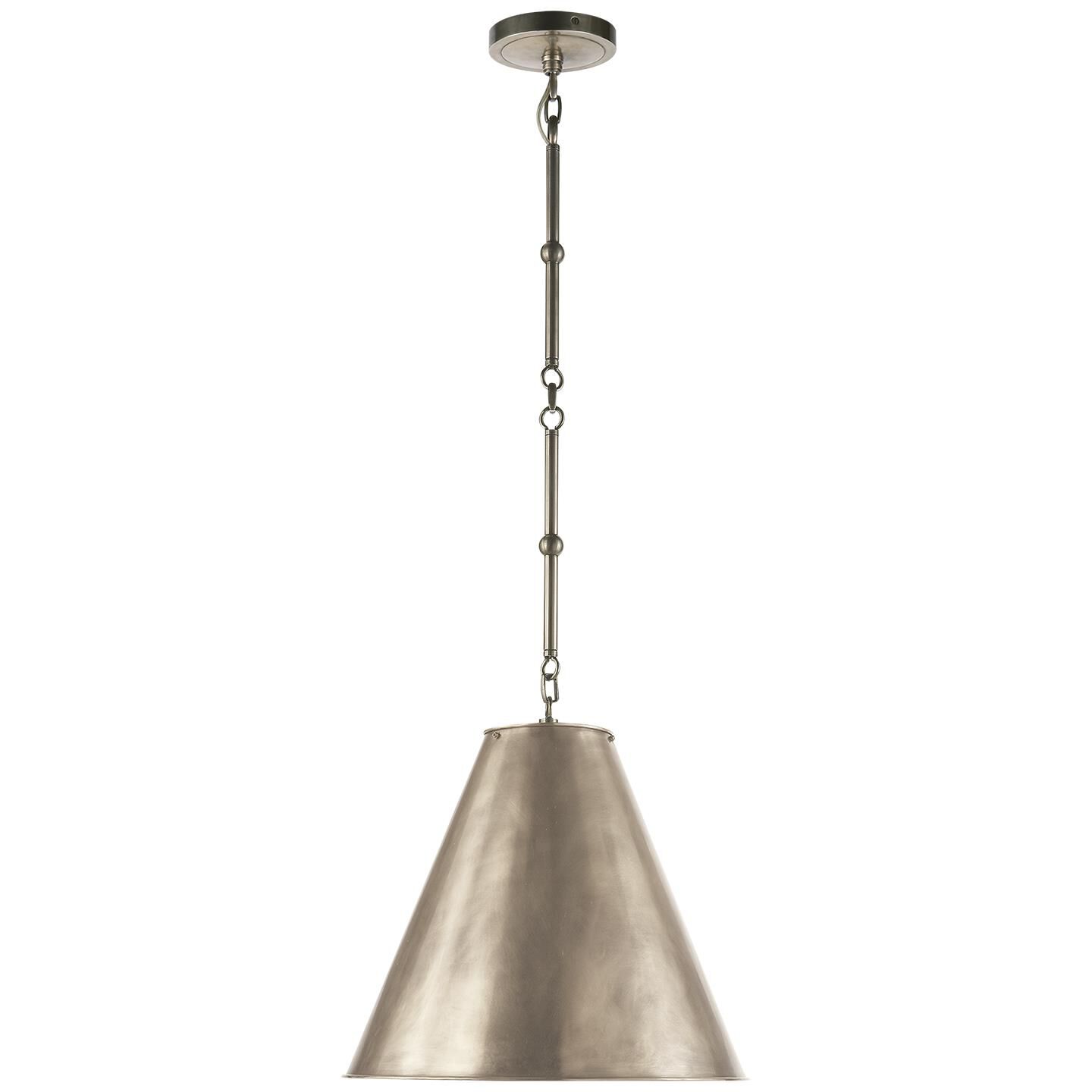 Shown in Antique Nickel finish and Antique Nickel shade