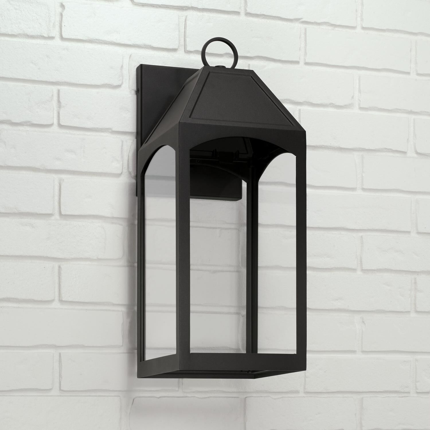 Shown in Black finish and Clear glass