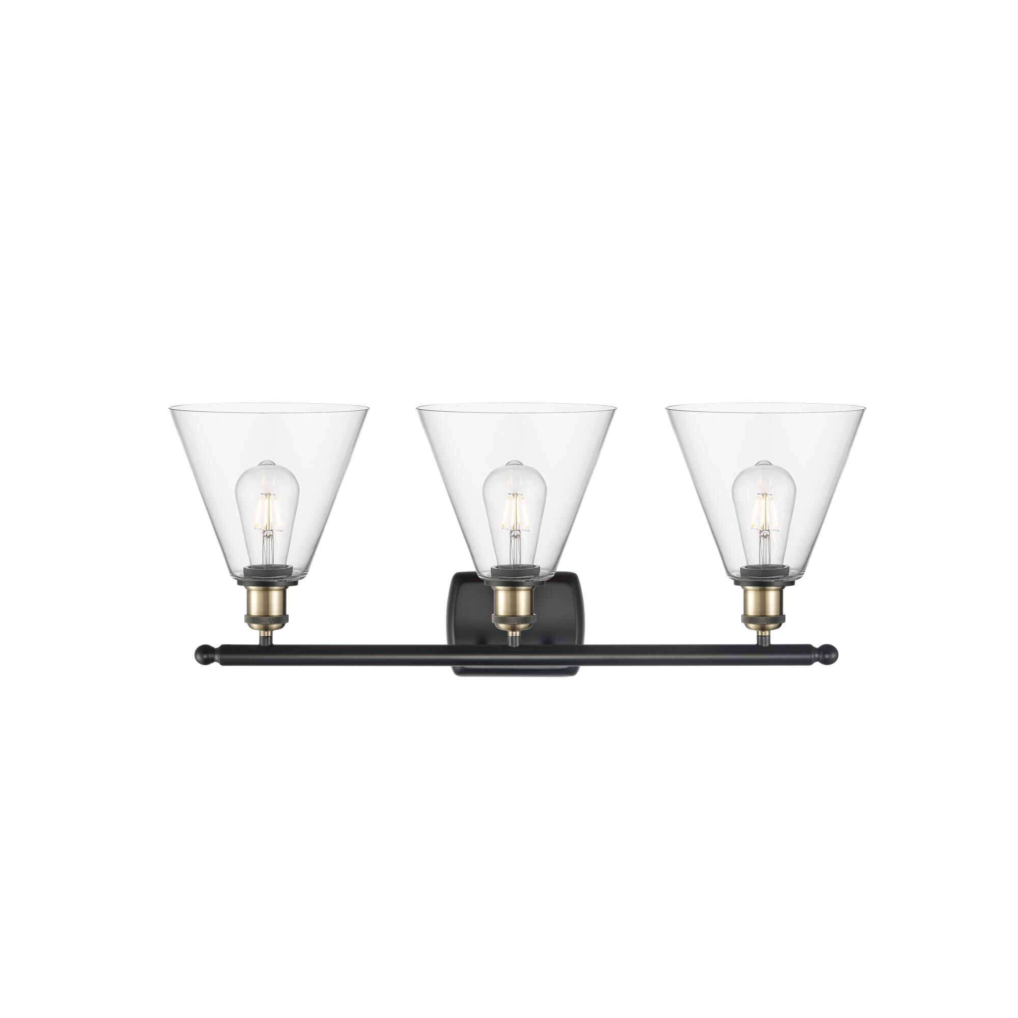 Shown in Black Antique Brass finish and Clear Ballston Cone glass and No Shade shade