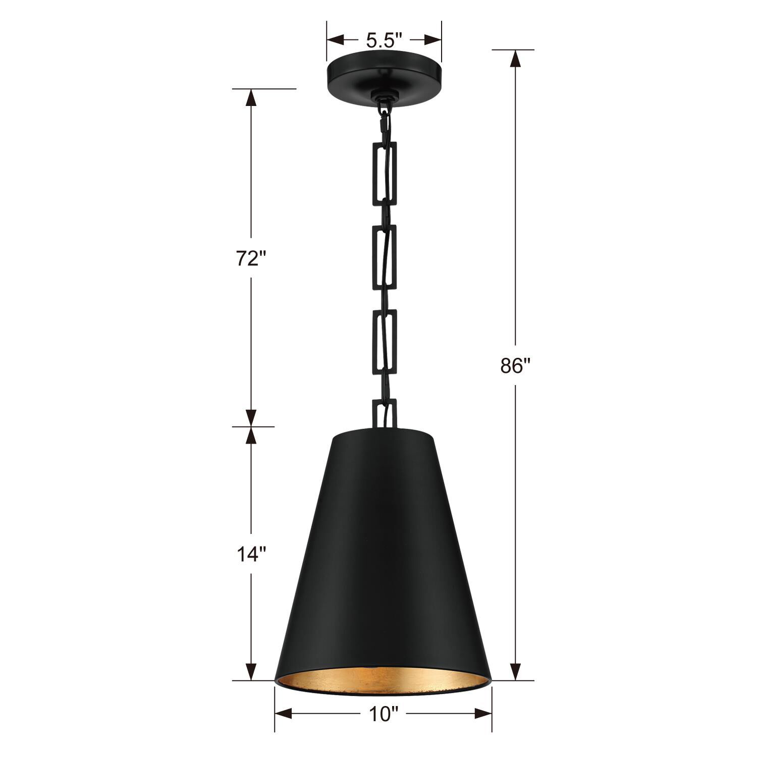 Shown in Matte Black + Antique Gold finish and Iron glass and Iron shade