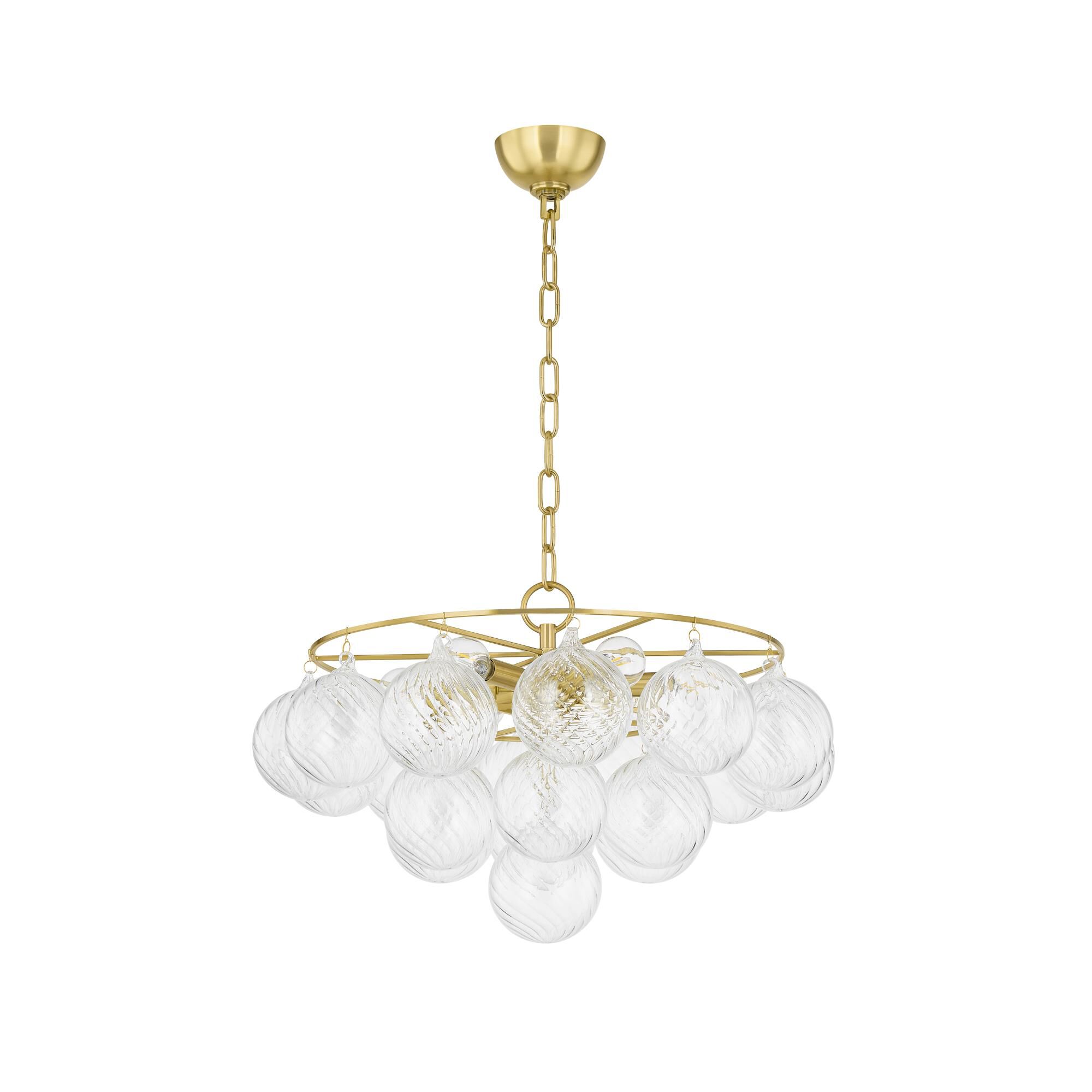 Shown in Aged Brass finish and Clear Optic glass