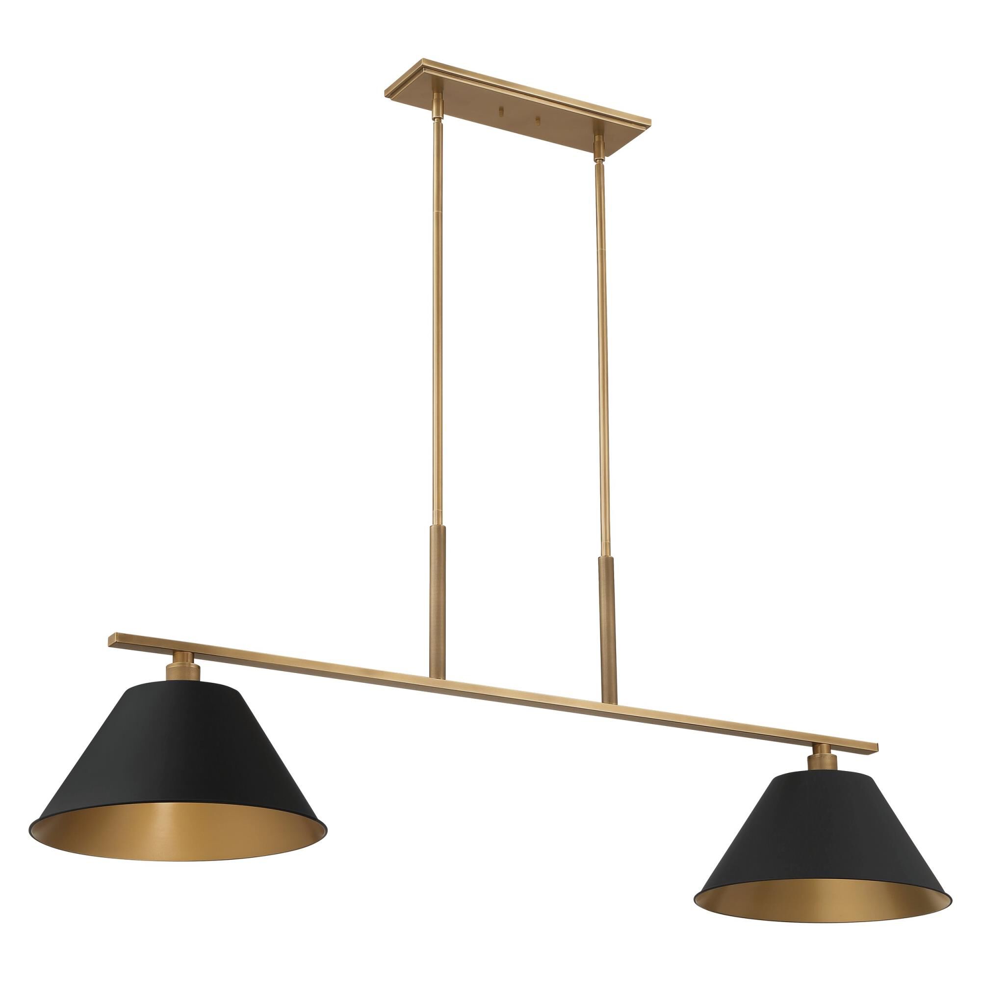 Shown in Natural Brass finish and Matte Black, Gold shade