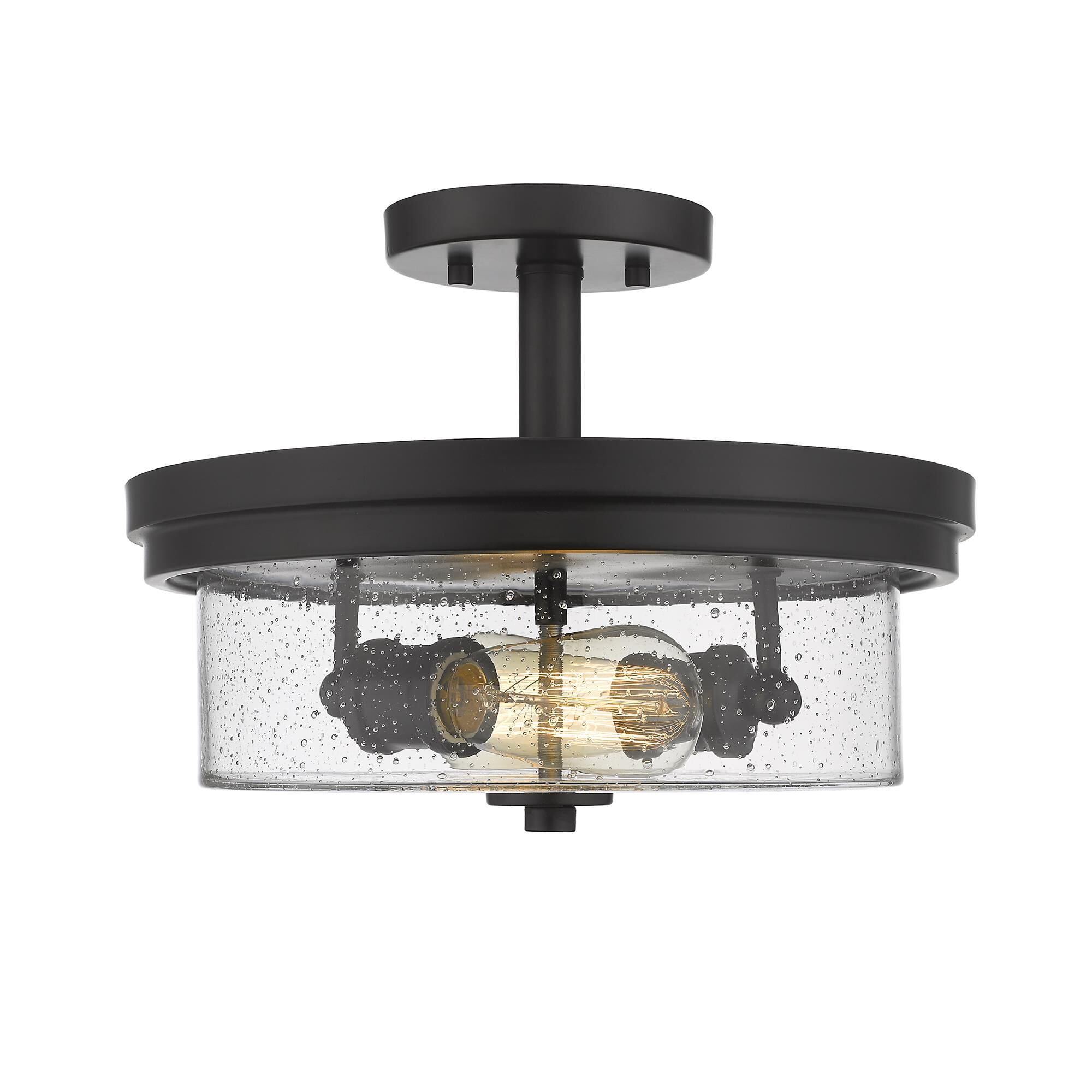 Shown in Matte Black finish and Glass shade