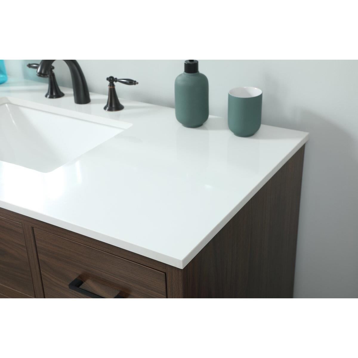 Shown in Walnut finish and Without Backsplash accent