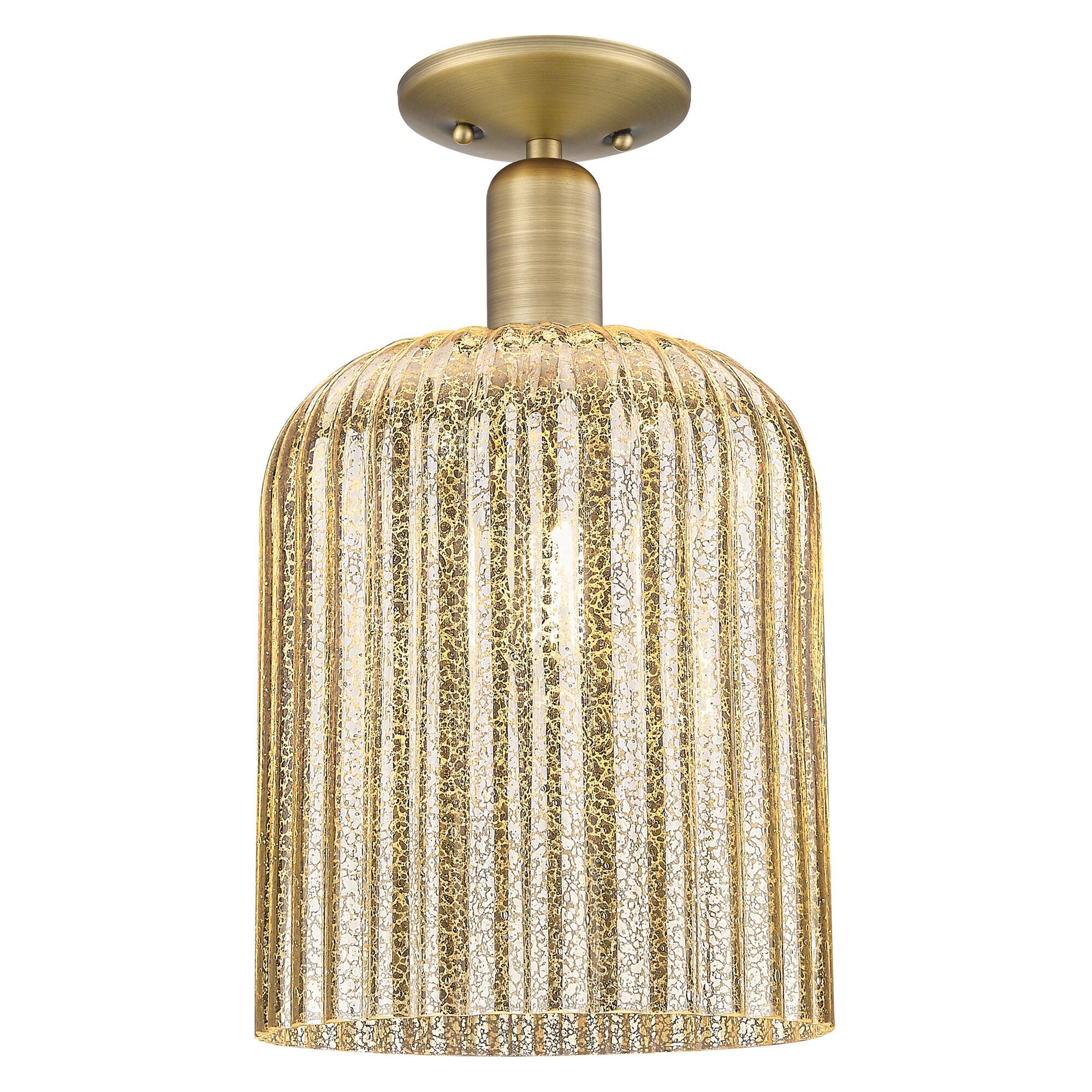 Shown in Brushed Brass finish and Mercury glass