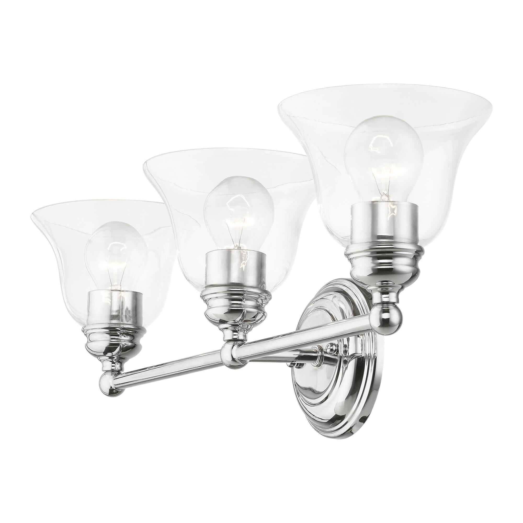 Shown in Polished Chrome finish and Hand Blown Clear glass