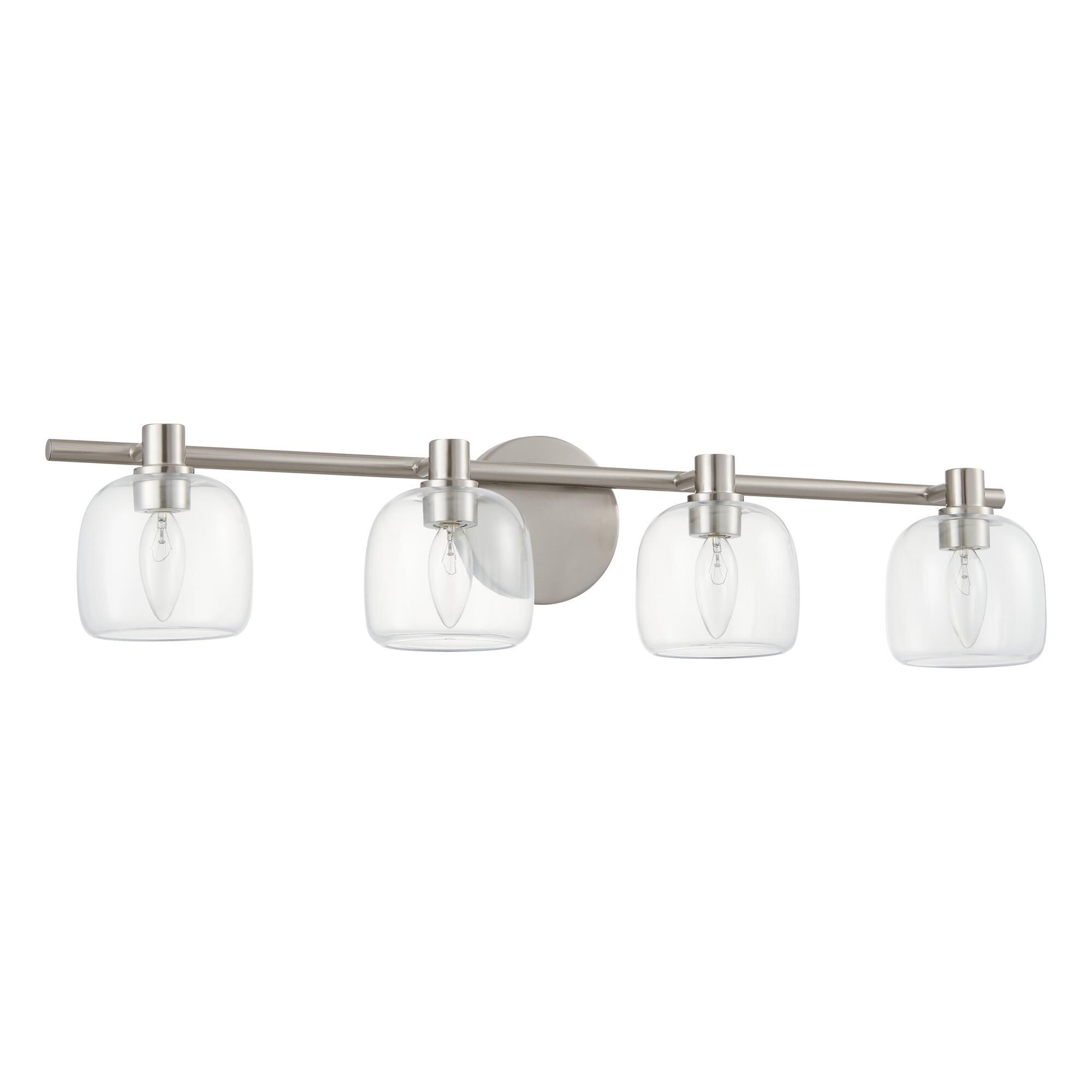 Shown in Brushed Nickel finish and Clear glass