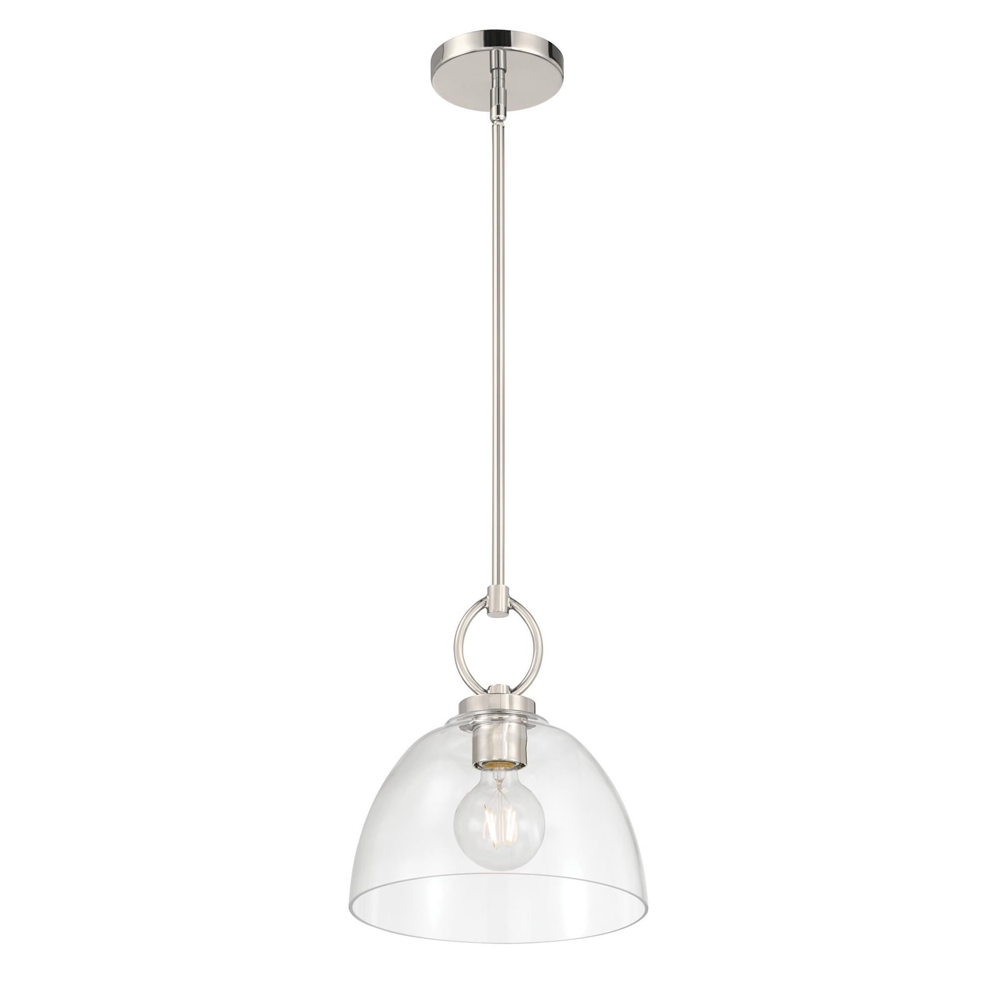 Shown in Polished Nickel finish and Clear glass