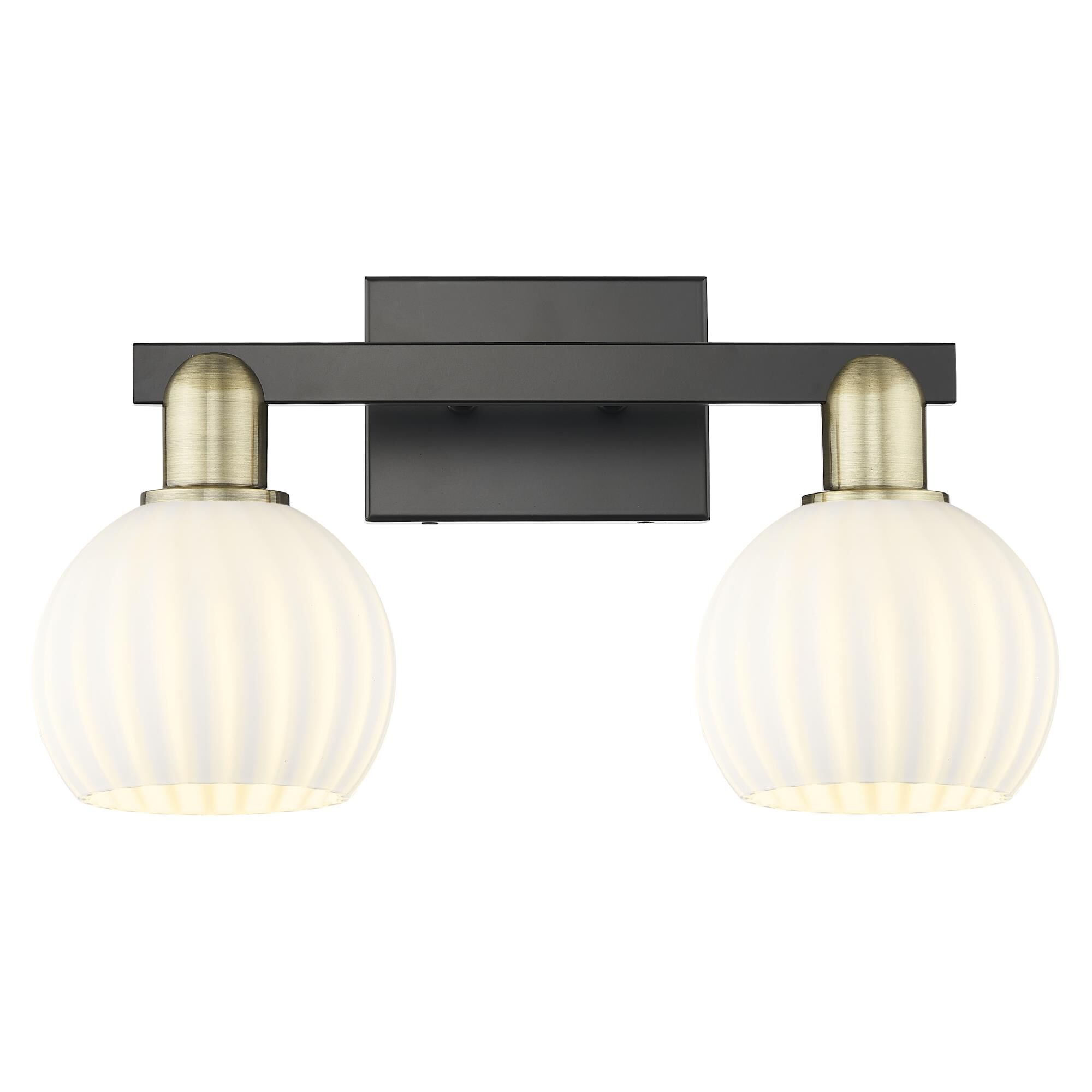 Shown in Black Antique Brass finish and White Venetian glass