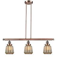 Shown in Antique Copper finish and Mercury Fluted glass