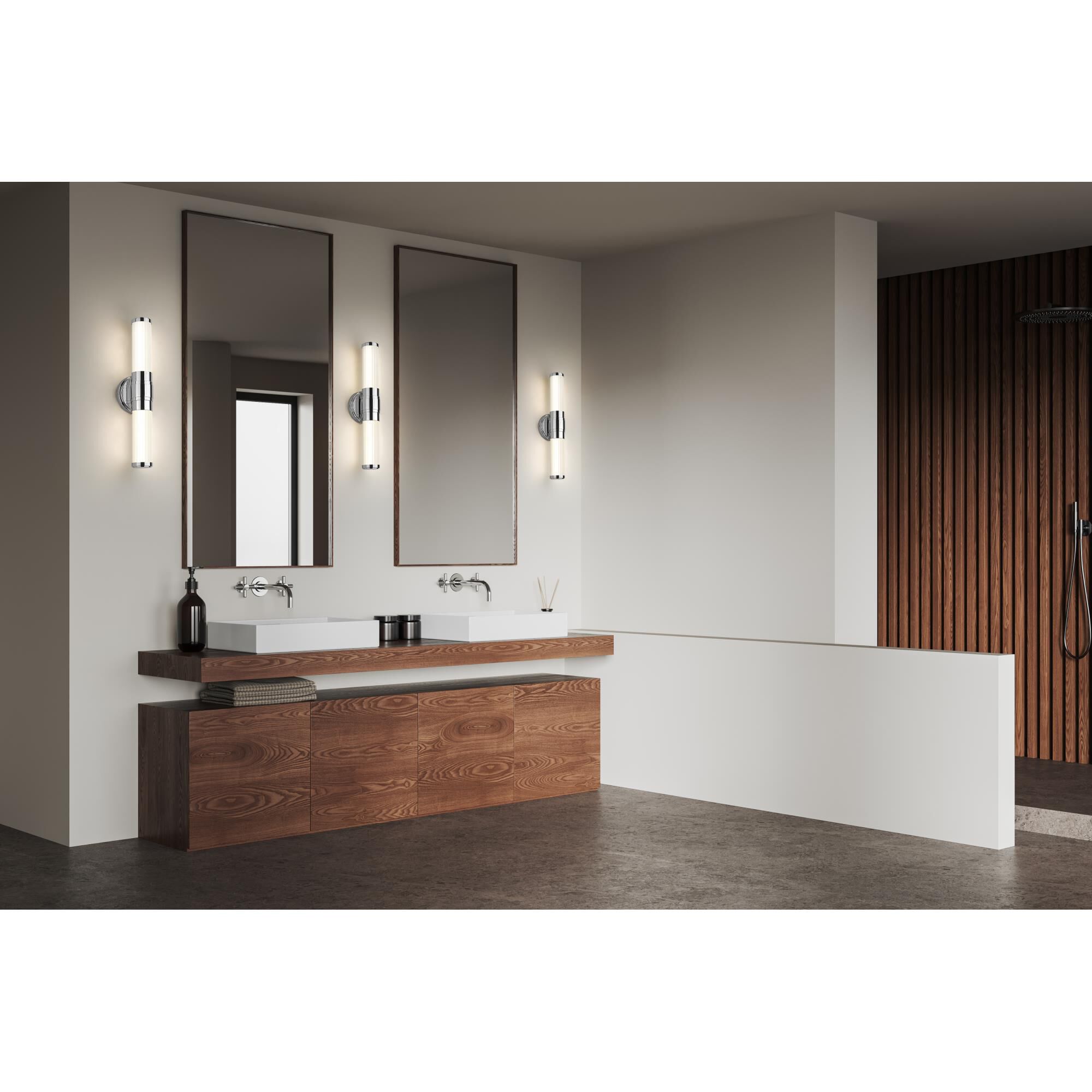 Shown in Chrome finish and Opal White glass and Opal White shade