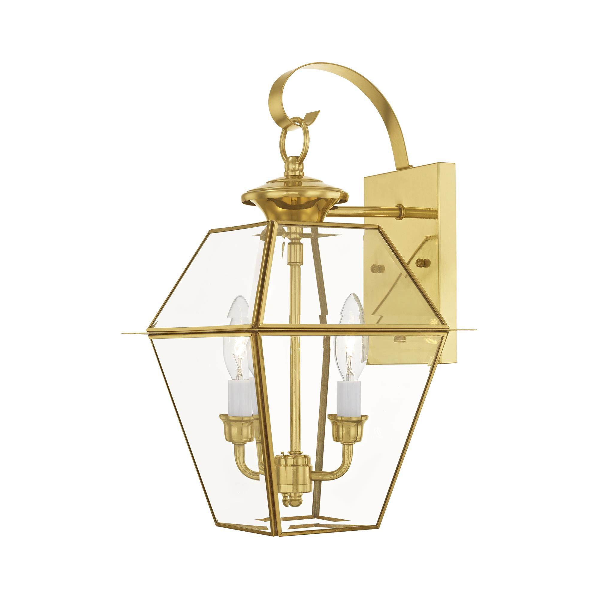 Shown in Polished Brass finish and Clear Beveled glass