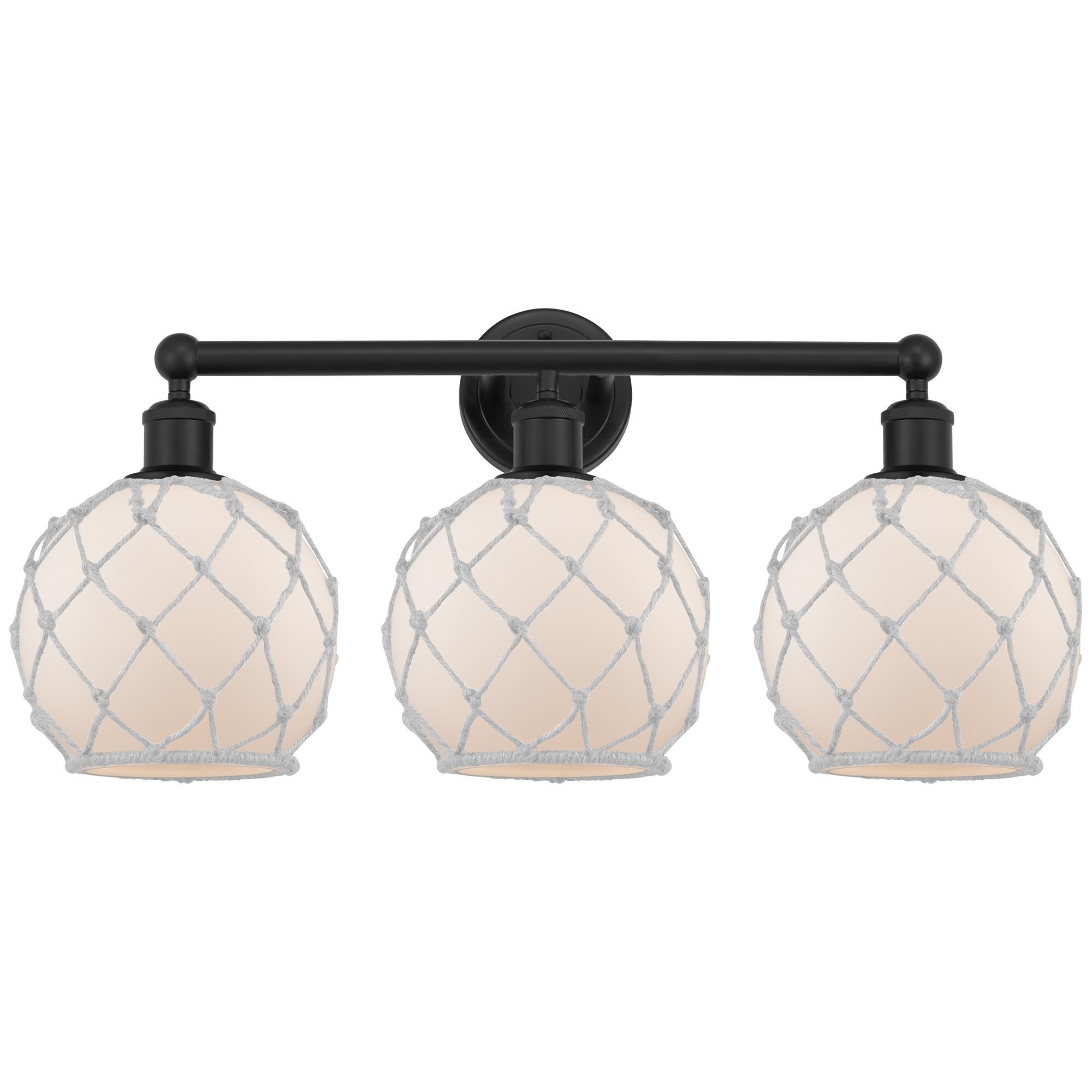 Shown in Matte Black finish and White with White Rope glass