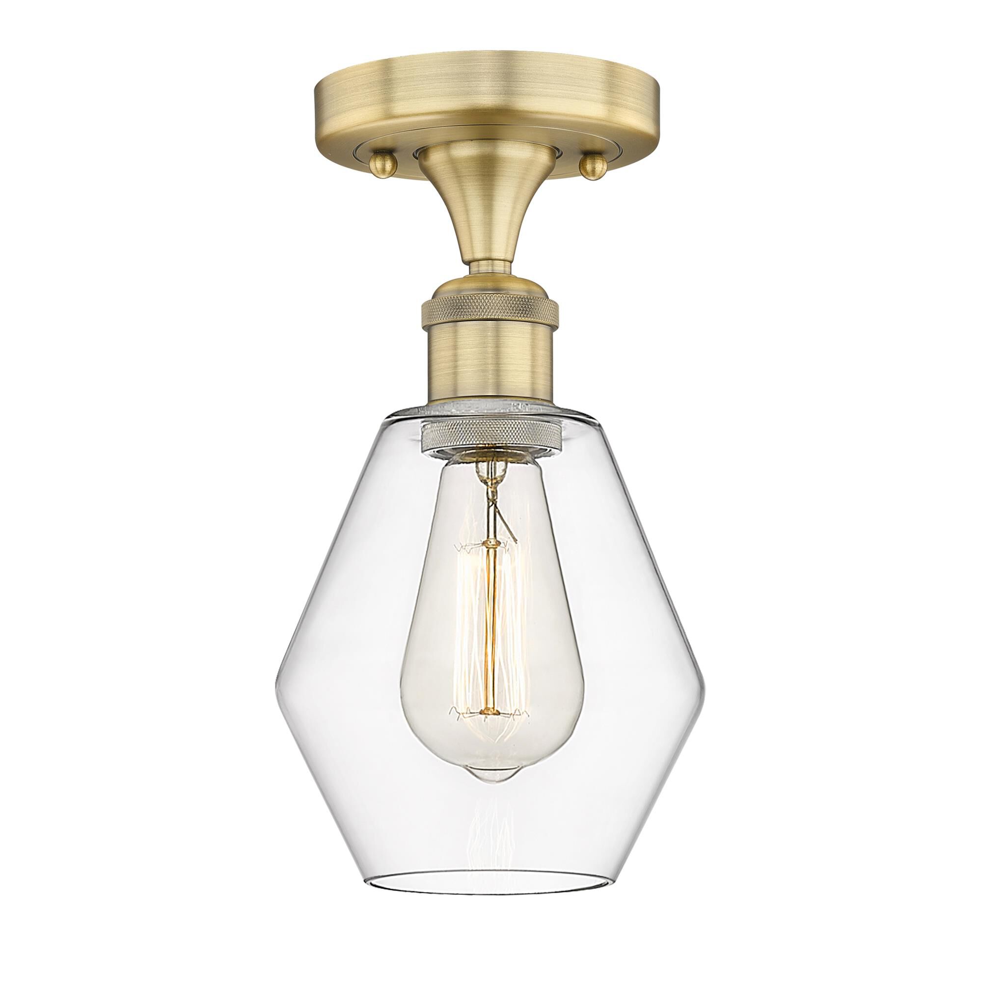 Shown in Brushed Brass finish and Clear glass