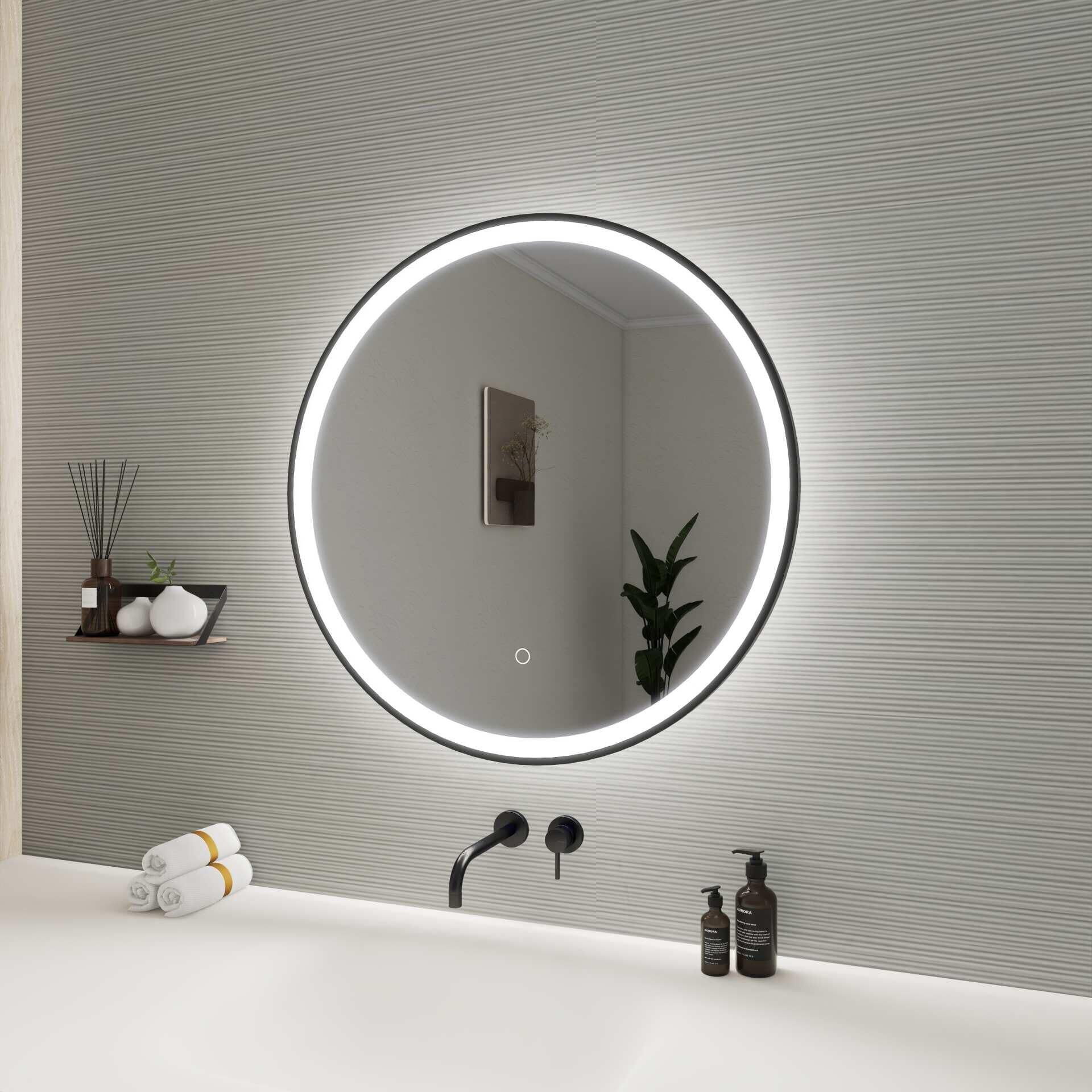 Harmoni 28 Inch Round LED Lighted Mirror by Elegant Decor