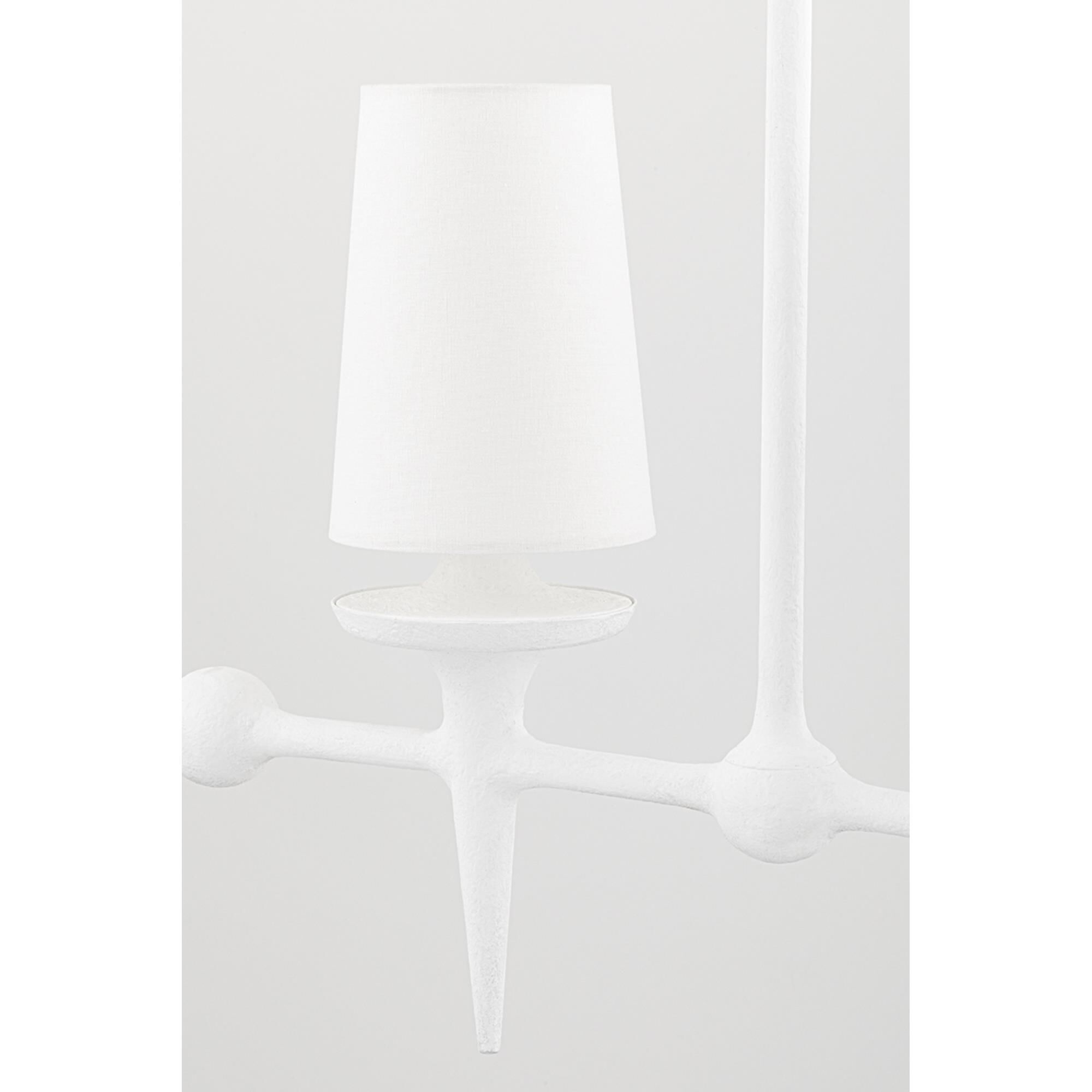 Shown in White Plaster finish and Belgian Linen shade