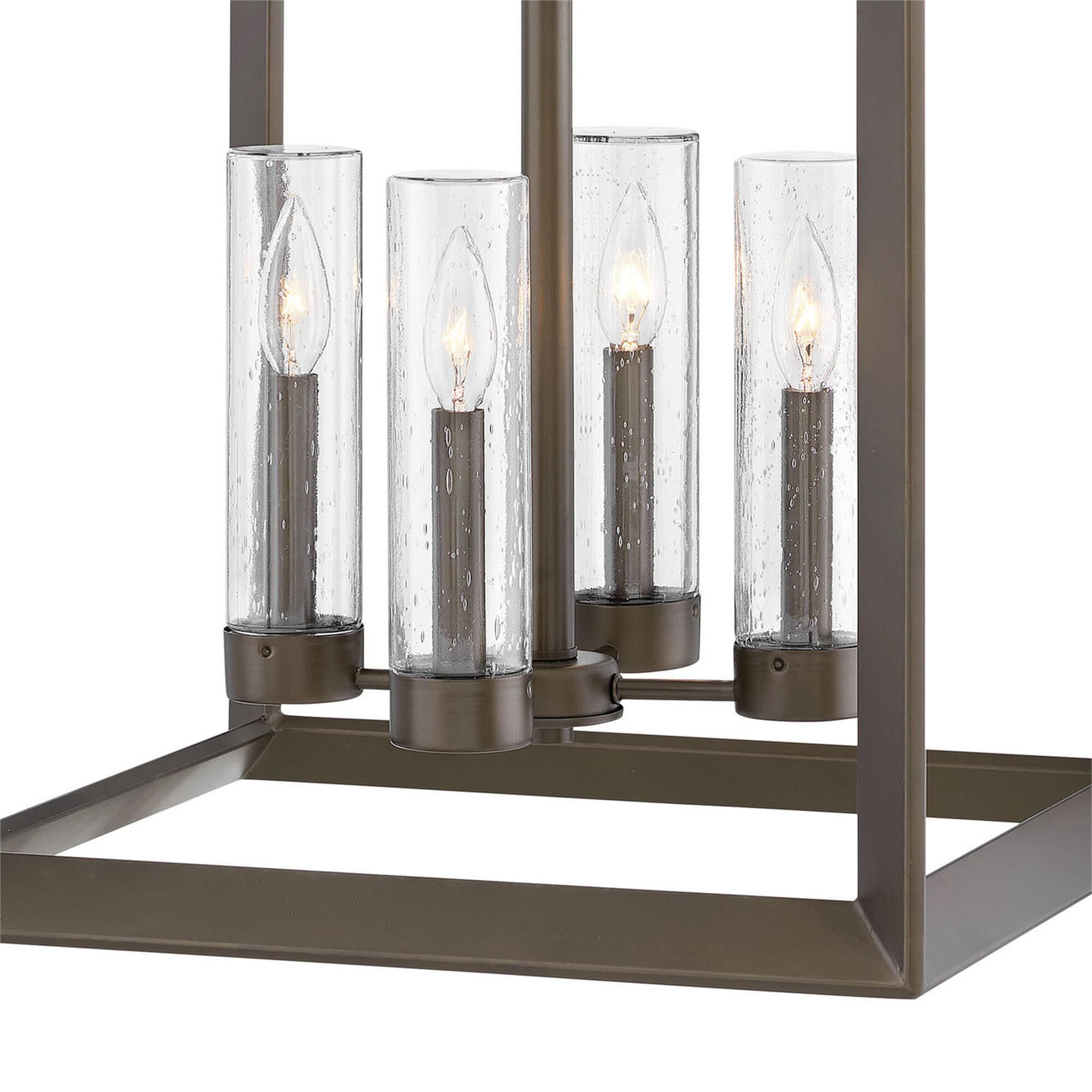 Shown in Warm Bronze finish and Clear Seedy glass