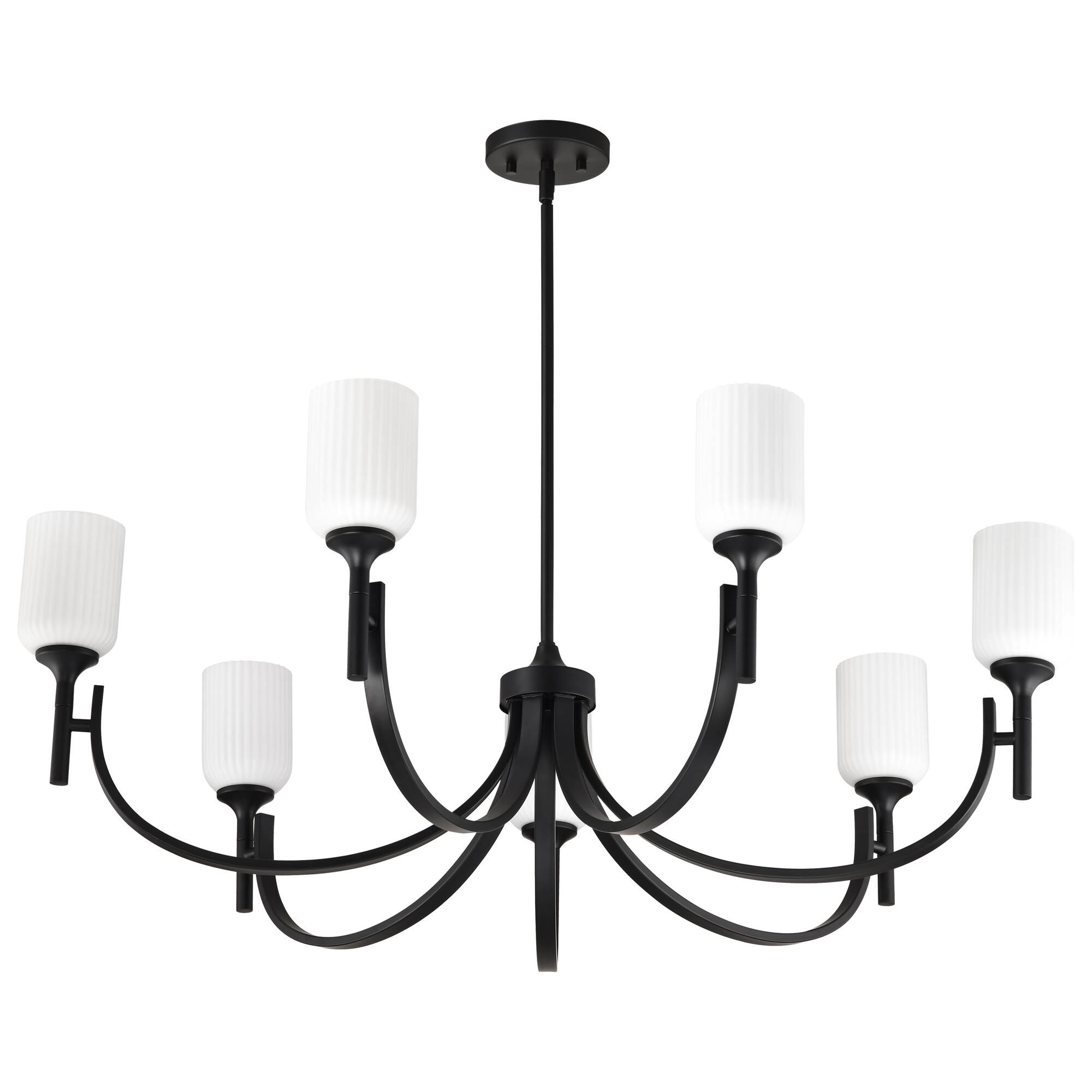 Shown in Matte Black finish and Frosted Ribbed glass