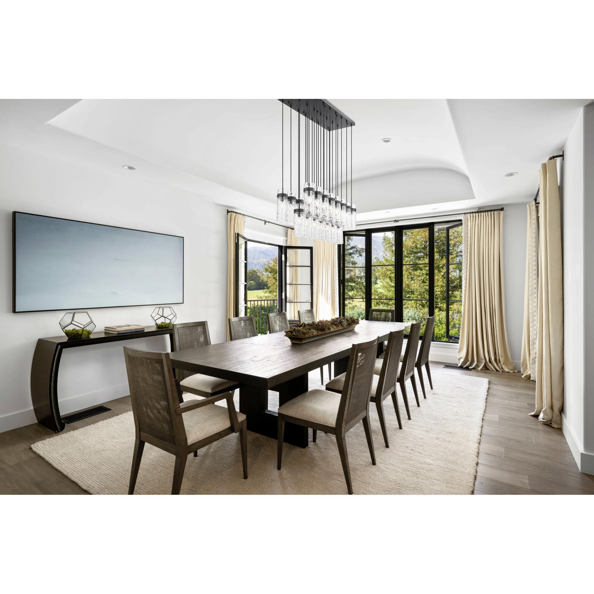 Shown in Matte Black finish and Clear Water glass and Clear Water shade