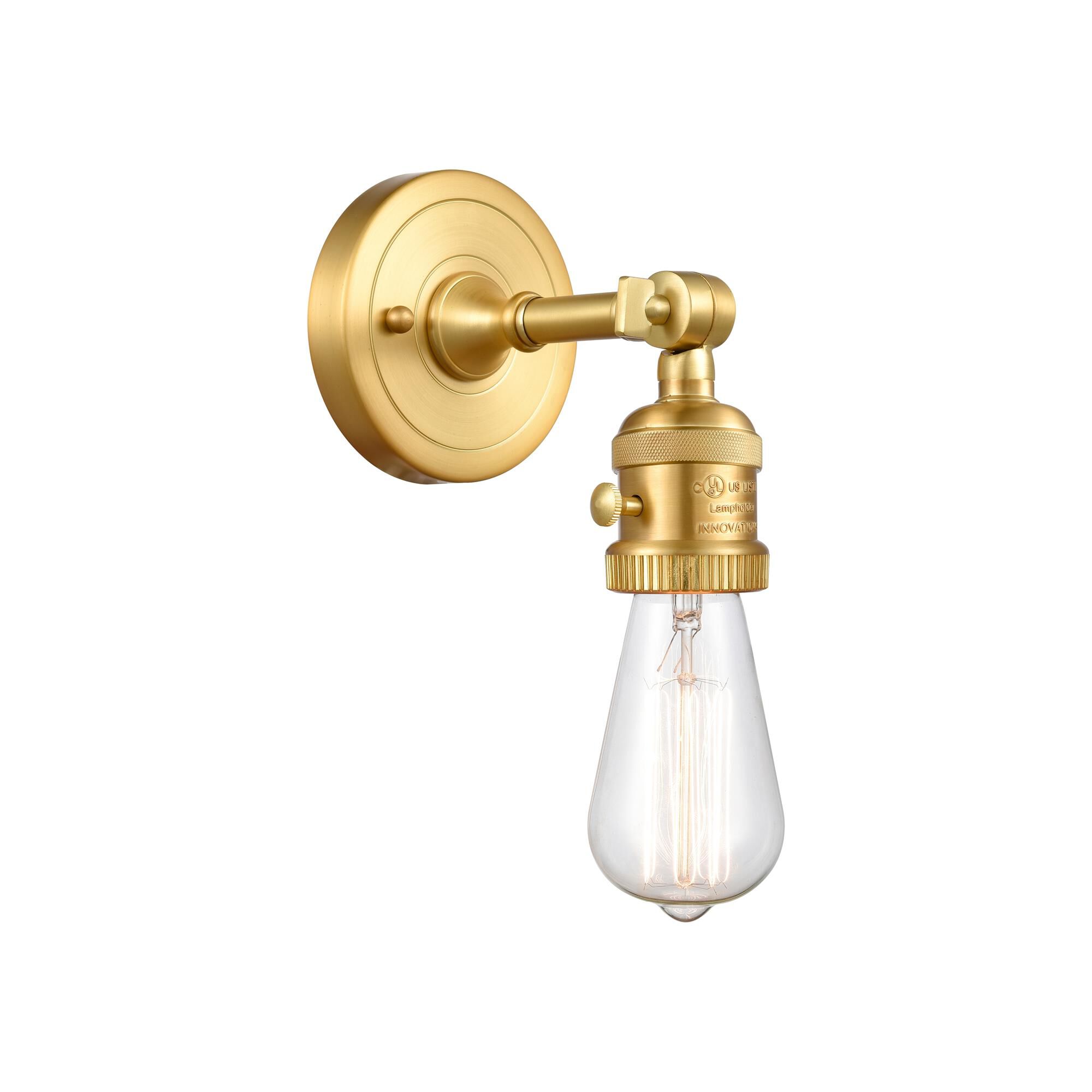 Shown in Satin Gold finish and Switch on Socket accent