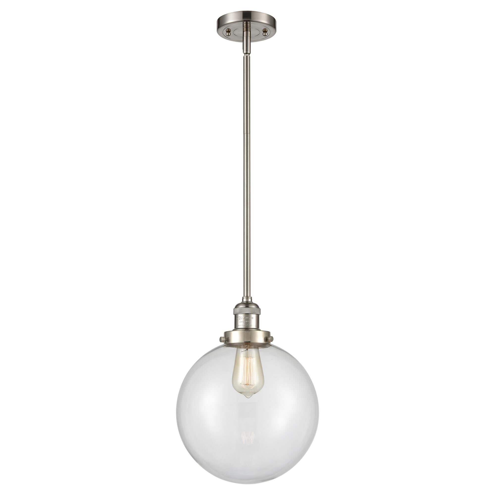 Shown in Brushed Satin Nickel finish and Clear glass