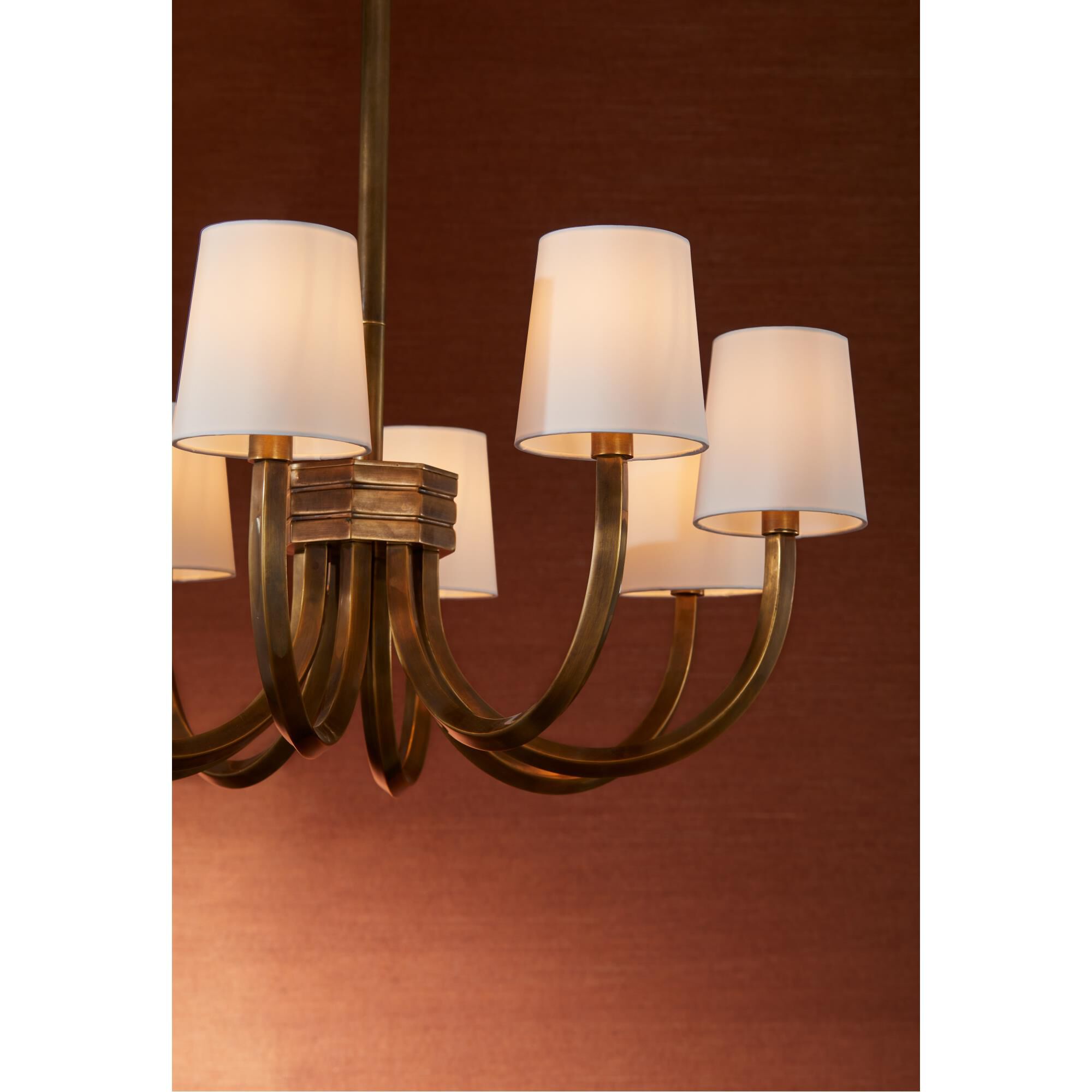 Shown in Vintage Brass finish and Microfiber shade