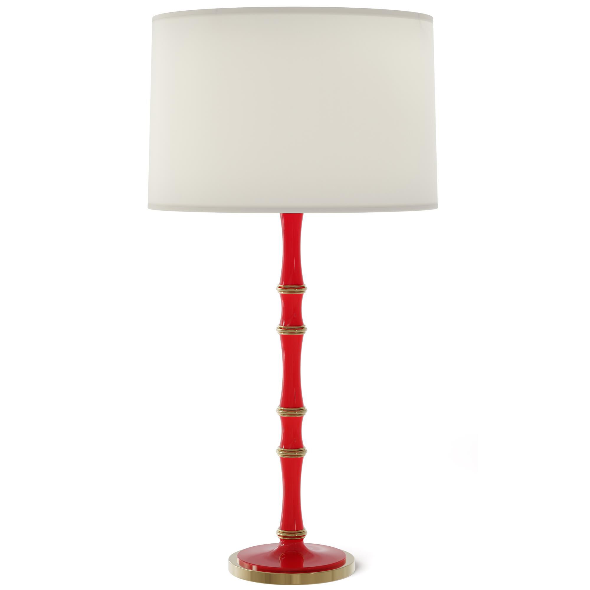 Shown in Ruby Red finish and Fondine shade and Modern Brass  accent