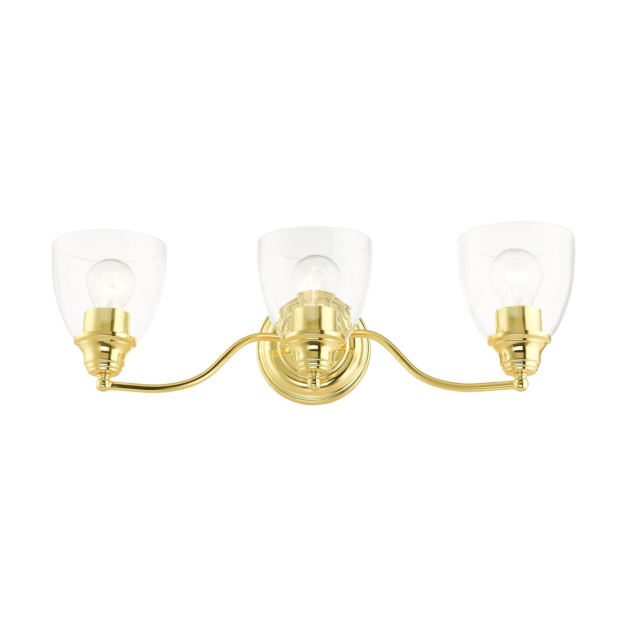 Shown in Polished Brass finish and Hand Blown Clear glass