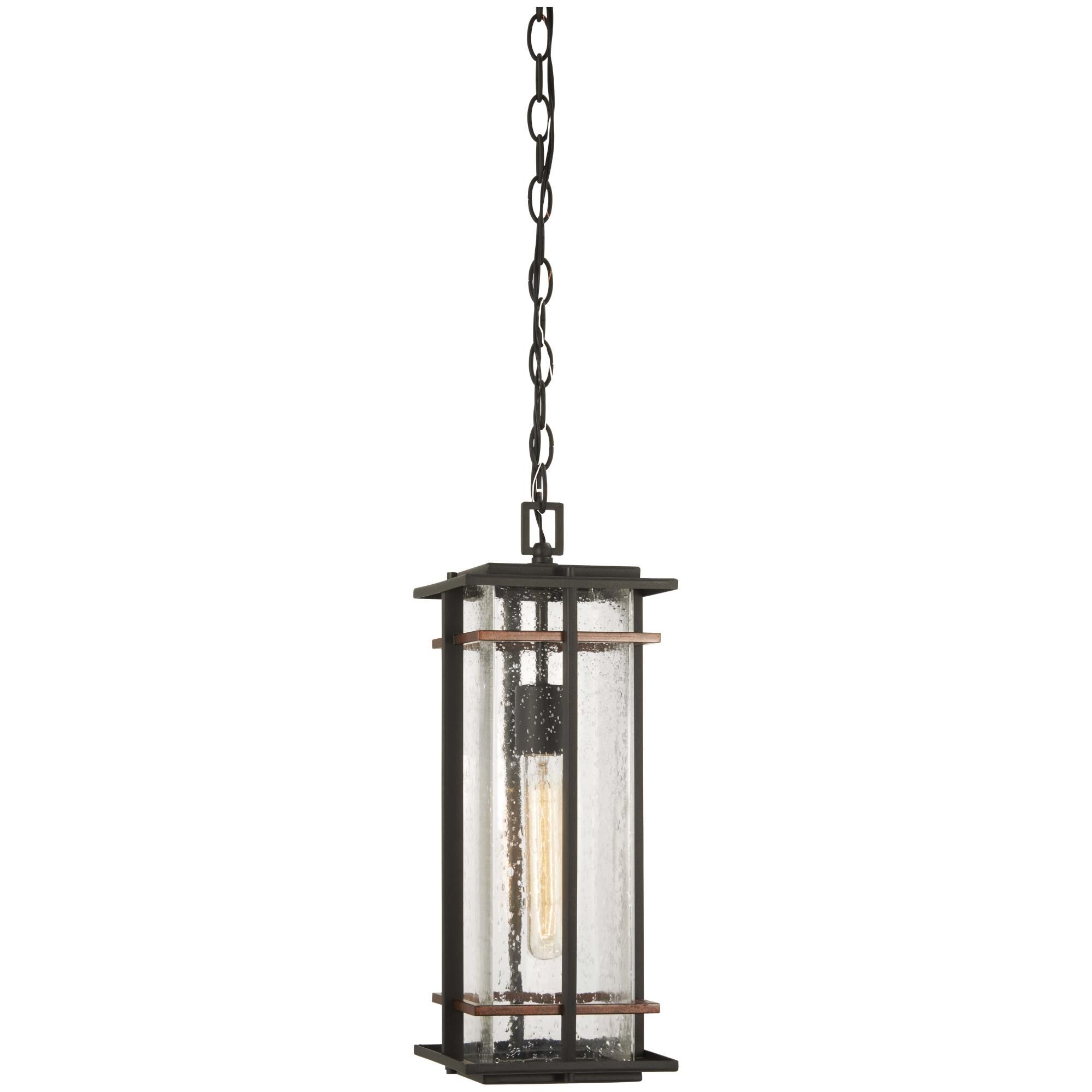 Shown in Black W/Antique Copper Accents finish and Clear Seeded glass