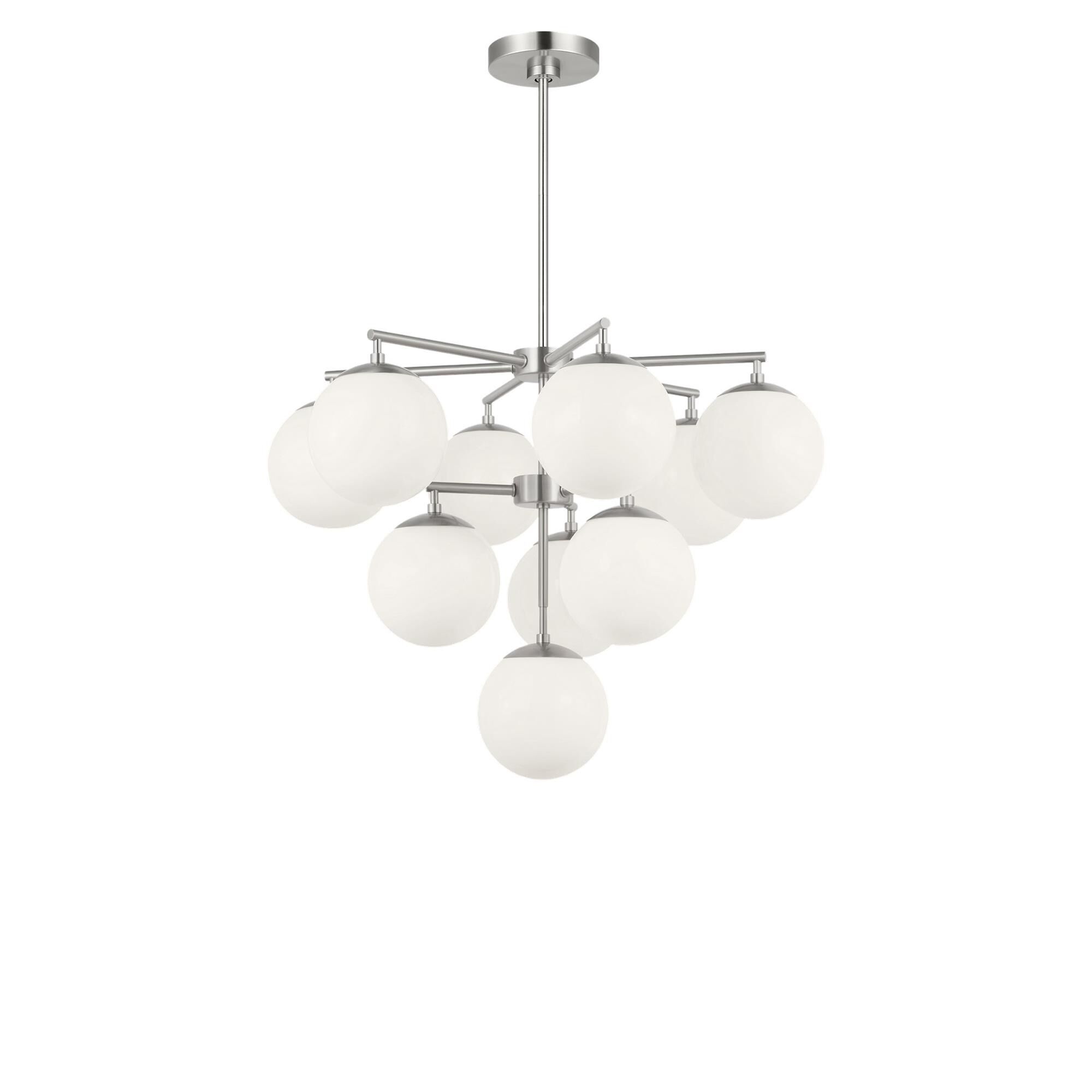 Shown in Brushed Nickel finish and Clear White glass