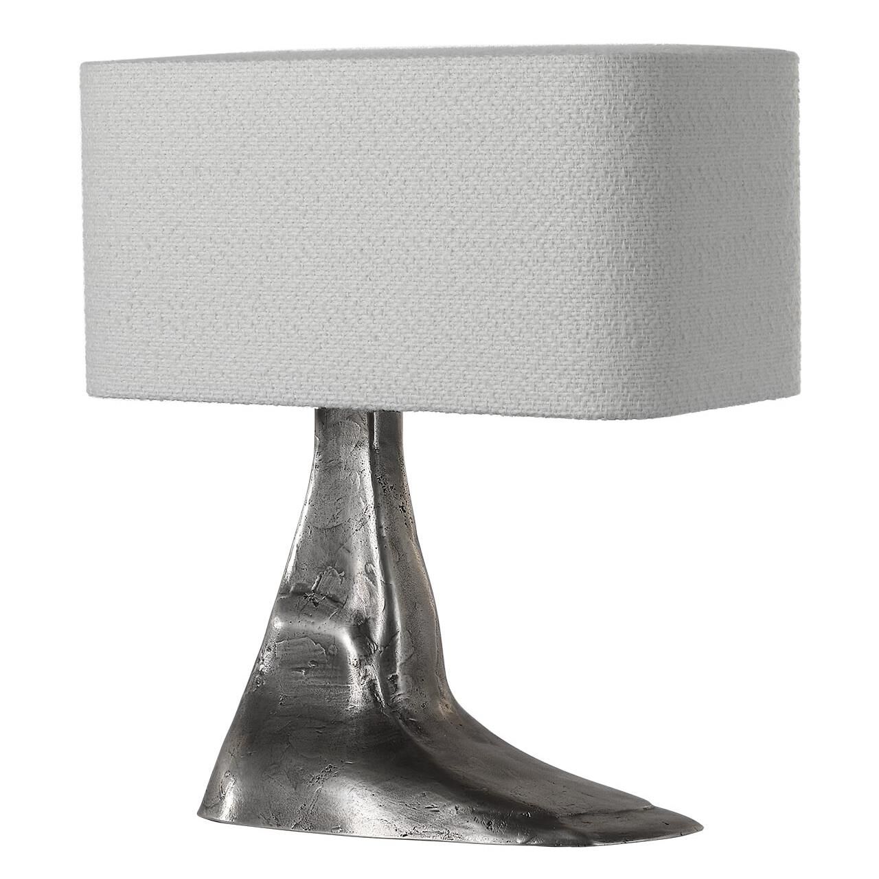 Shown in Museum Pewter finish and Boucle Rectangle shade