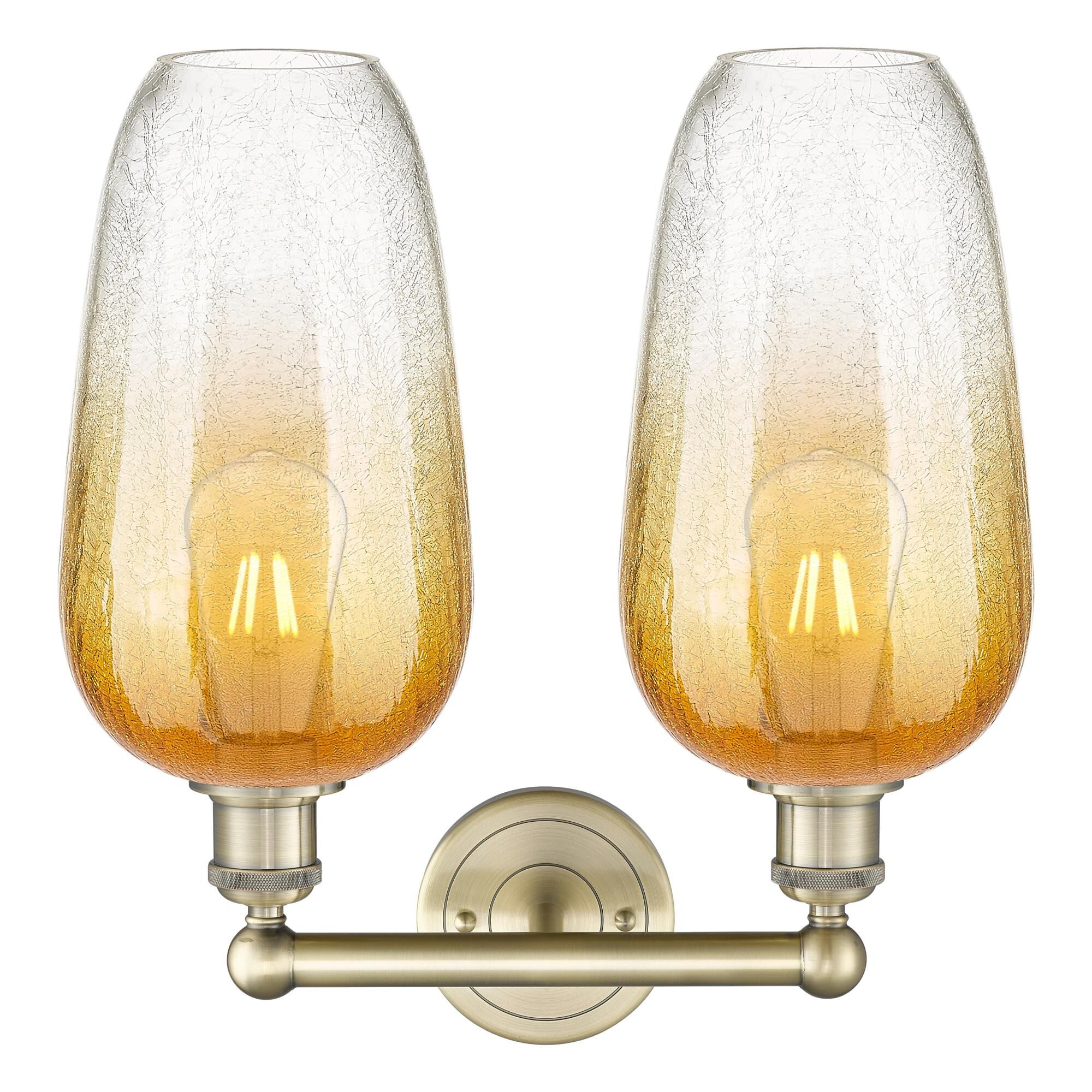 Shown in Antique Brass finish and Amber glass