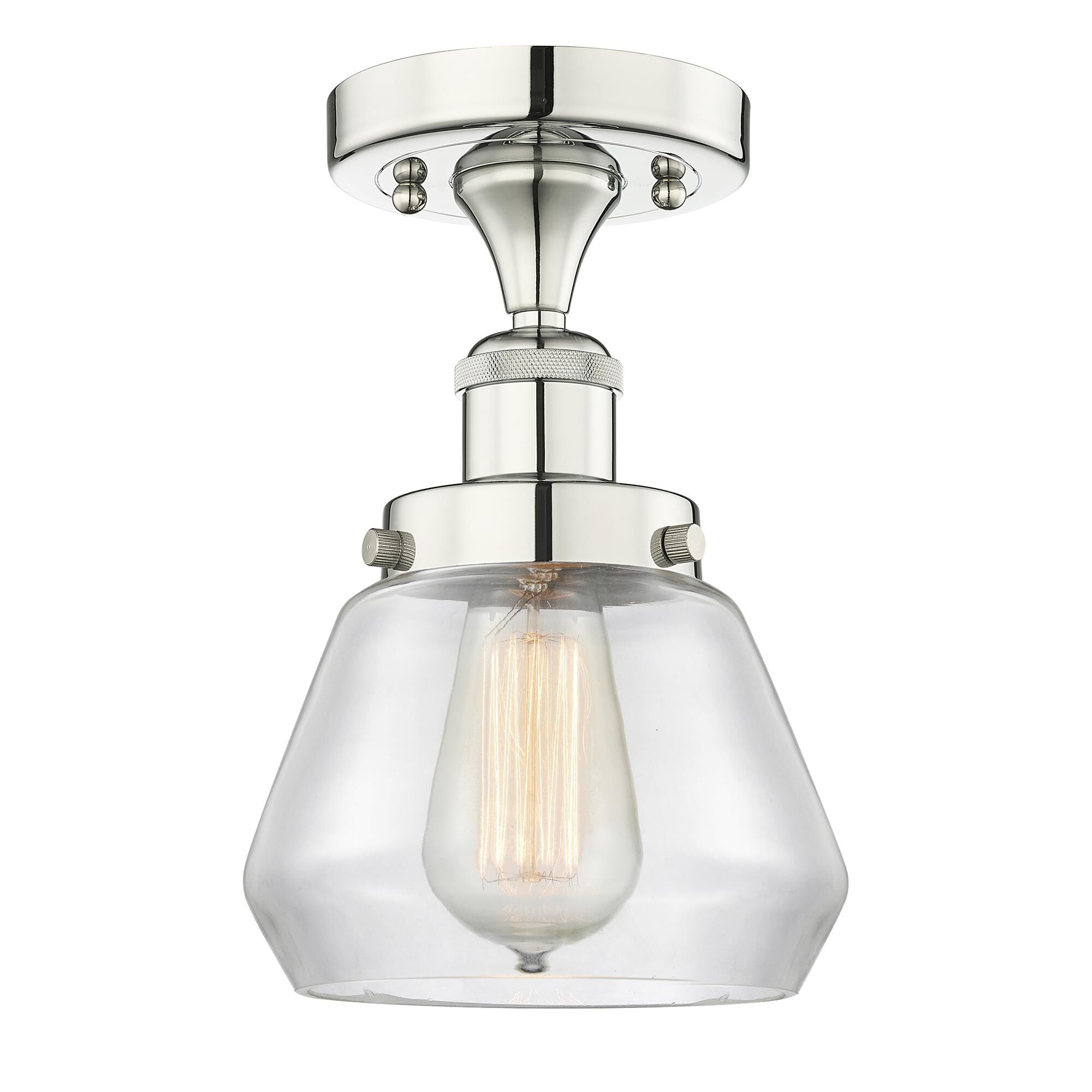 Shown in Polished Nickel finish and Clear glass