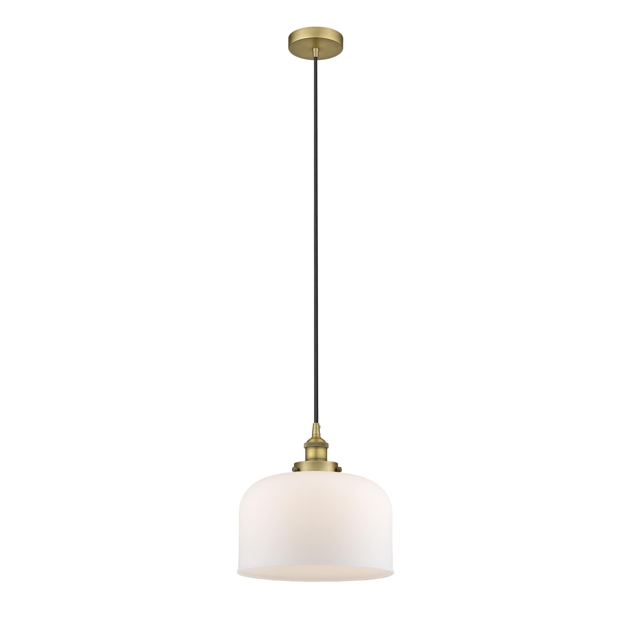 Shown in Brushed Brass finish and Matte White Cased X-Large Bell glass