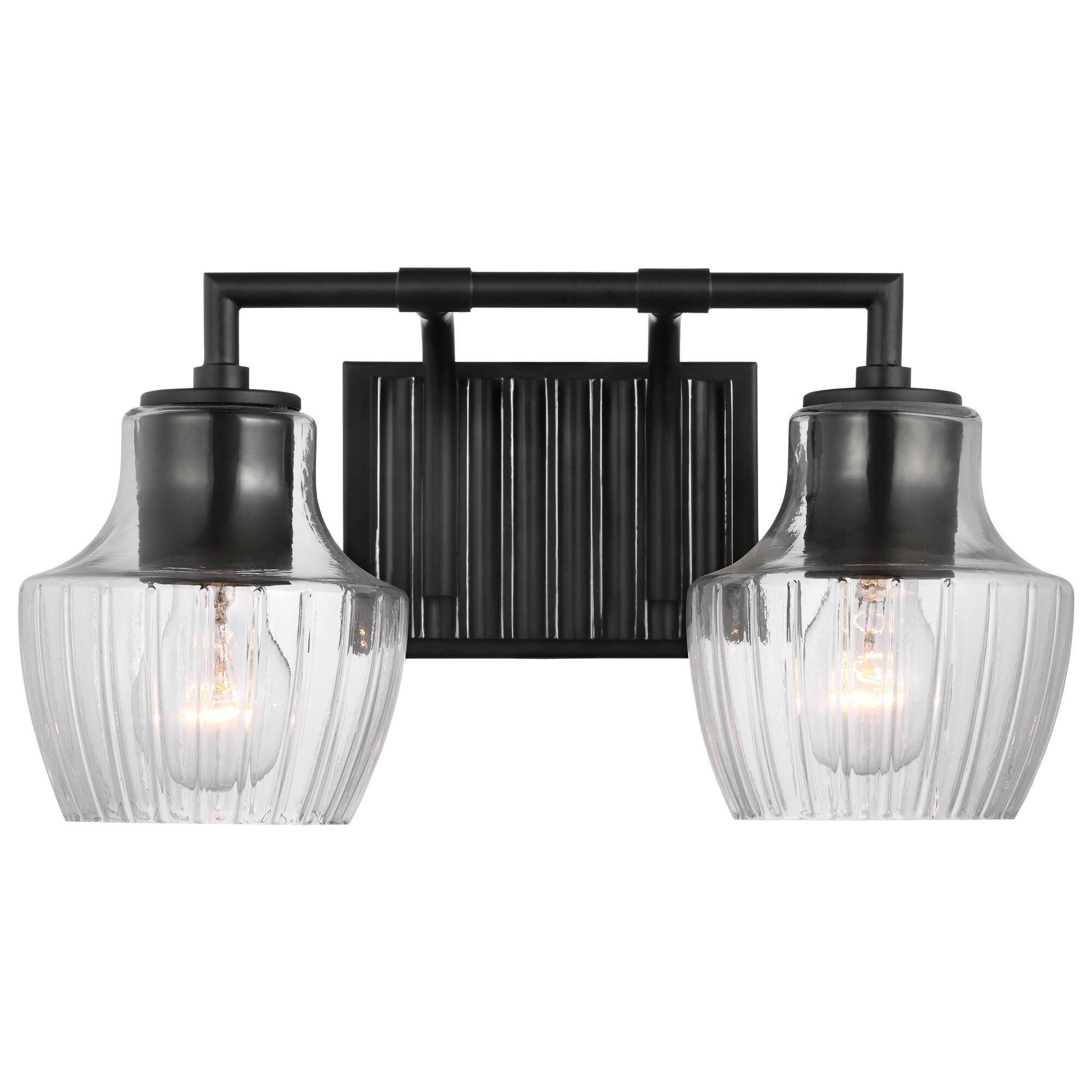 Shown in Black and Silver Accents finish and Clear Ribbed glass