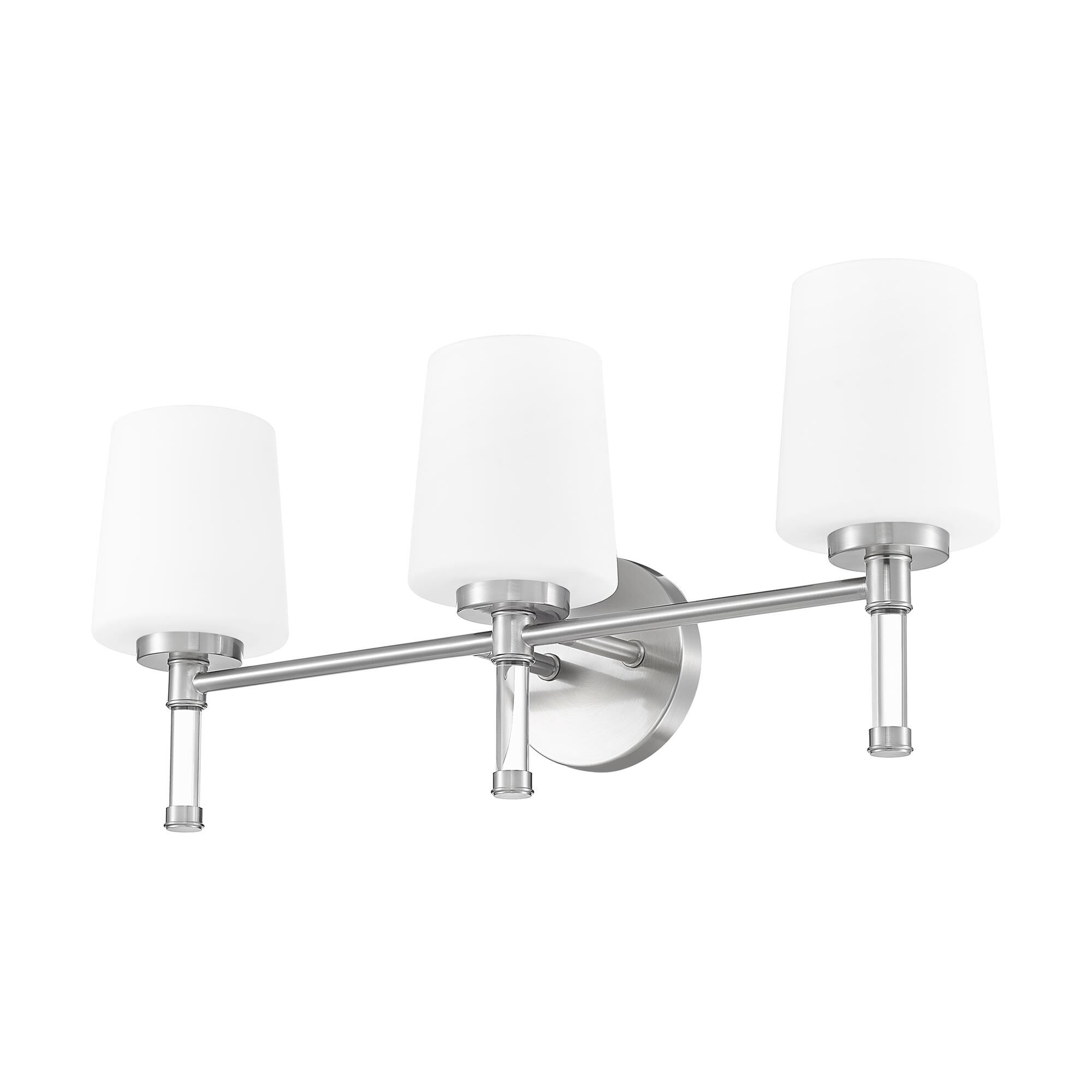 Shown in Brushed Nickel finish and White Opal glass