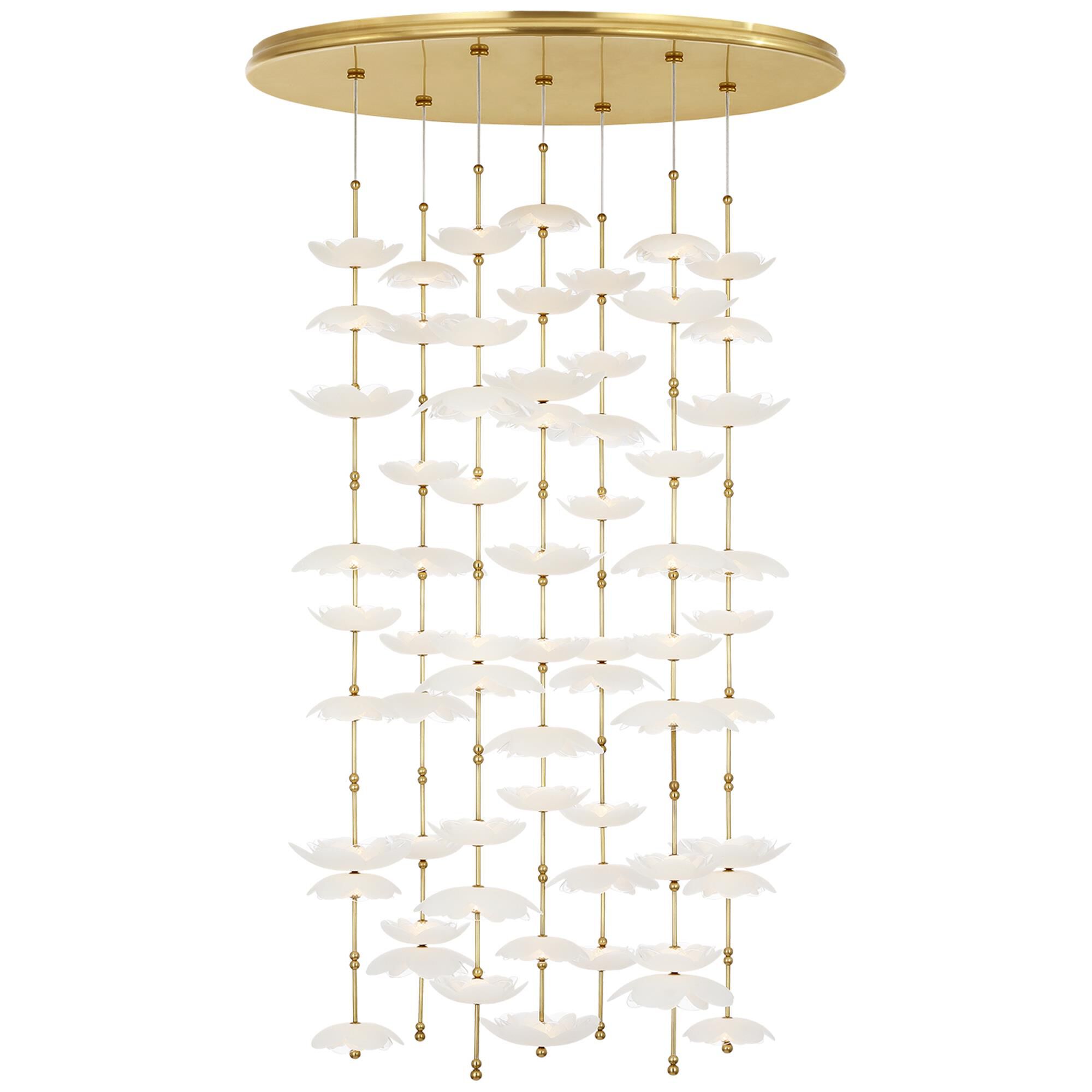 Shown in Soft Lacquered Brass finish and Etched and Clear Flower glass