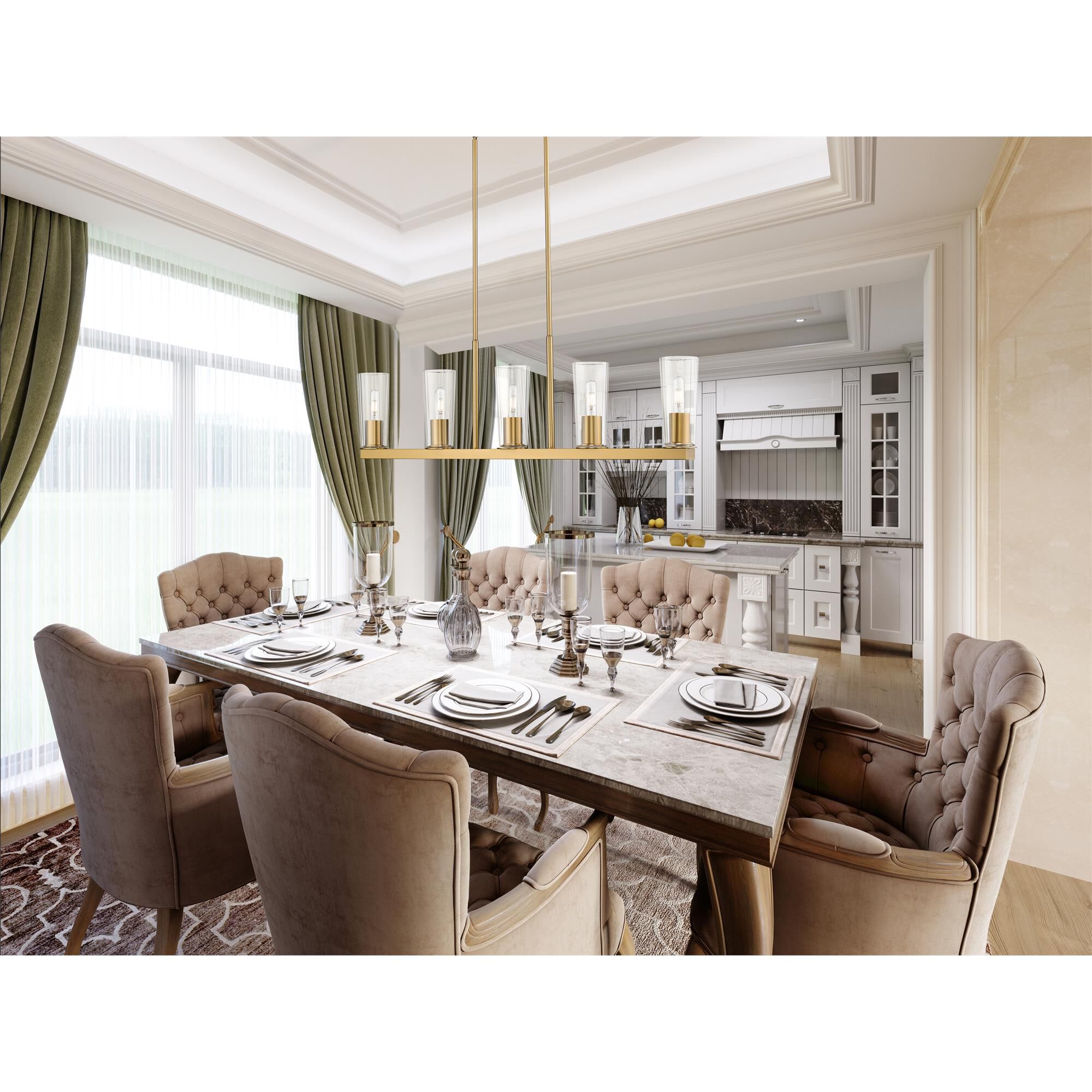 Shown in Modern Gold finish and Clear glass and Clear shade