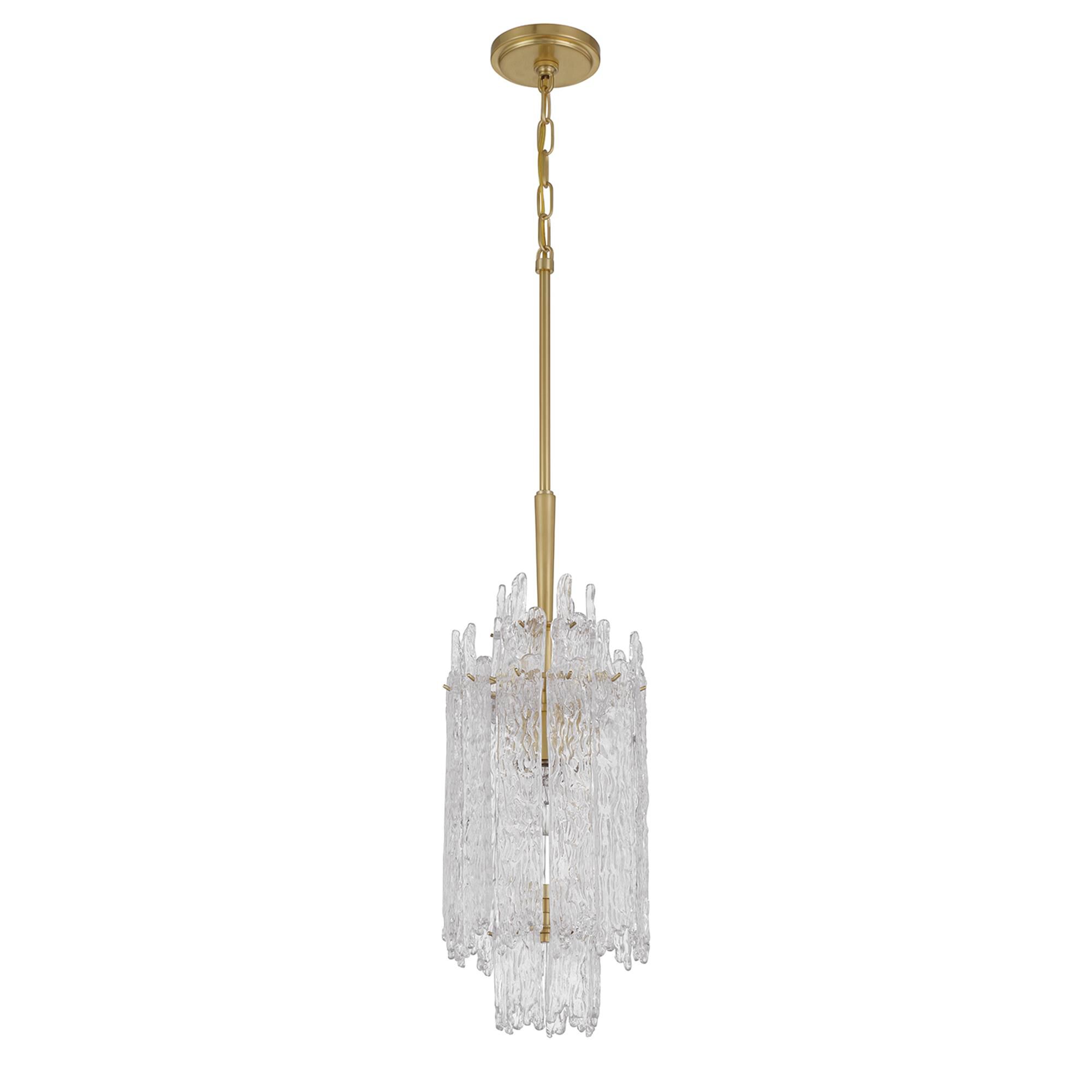 Shown in Aged Brass finish and Clear glass
