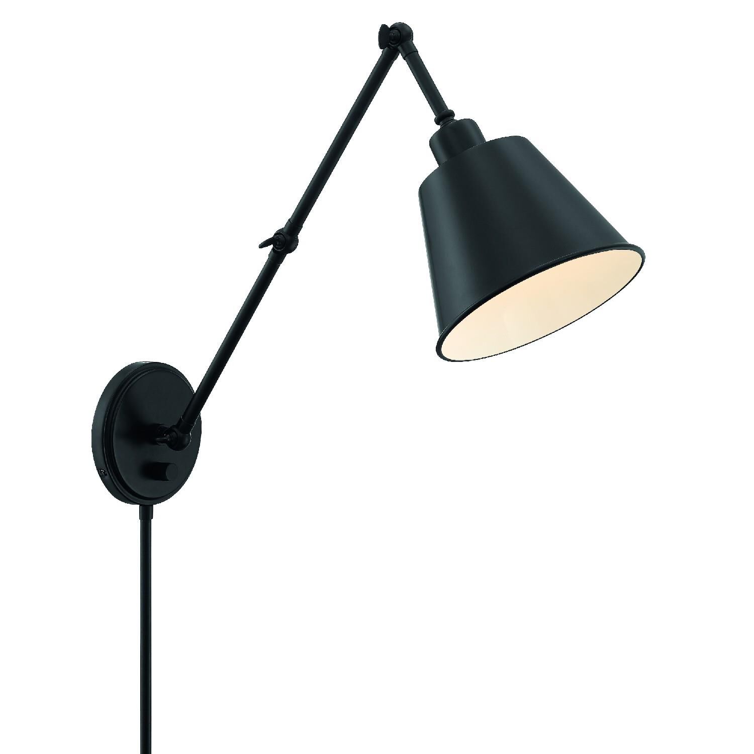 Shown in Matte Black finish and Steel glass and Steel shade