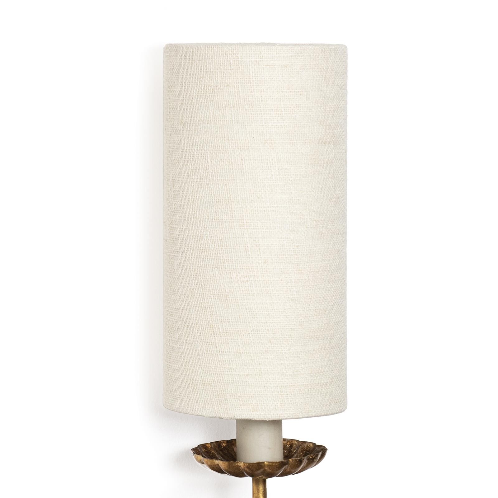 Shown in Antique Gold finish and Linen shade