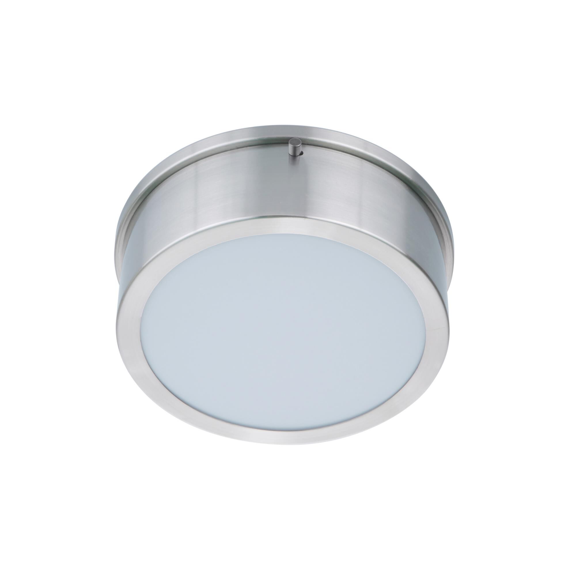 Shown in Brushed Polished Nickel finish and White glass and Acrylic shade