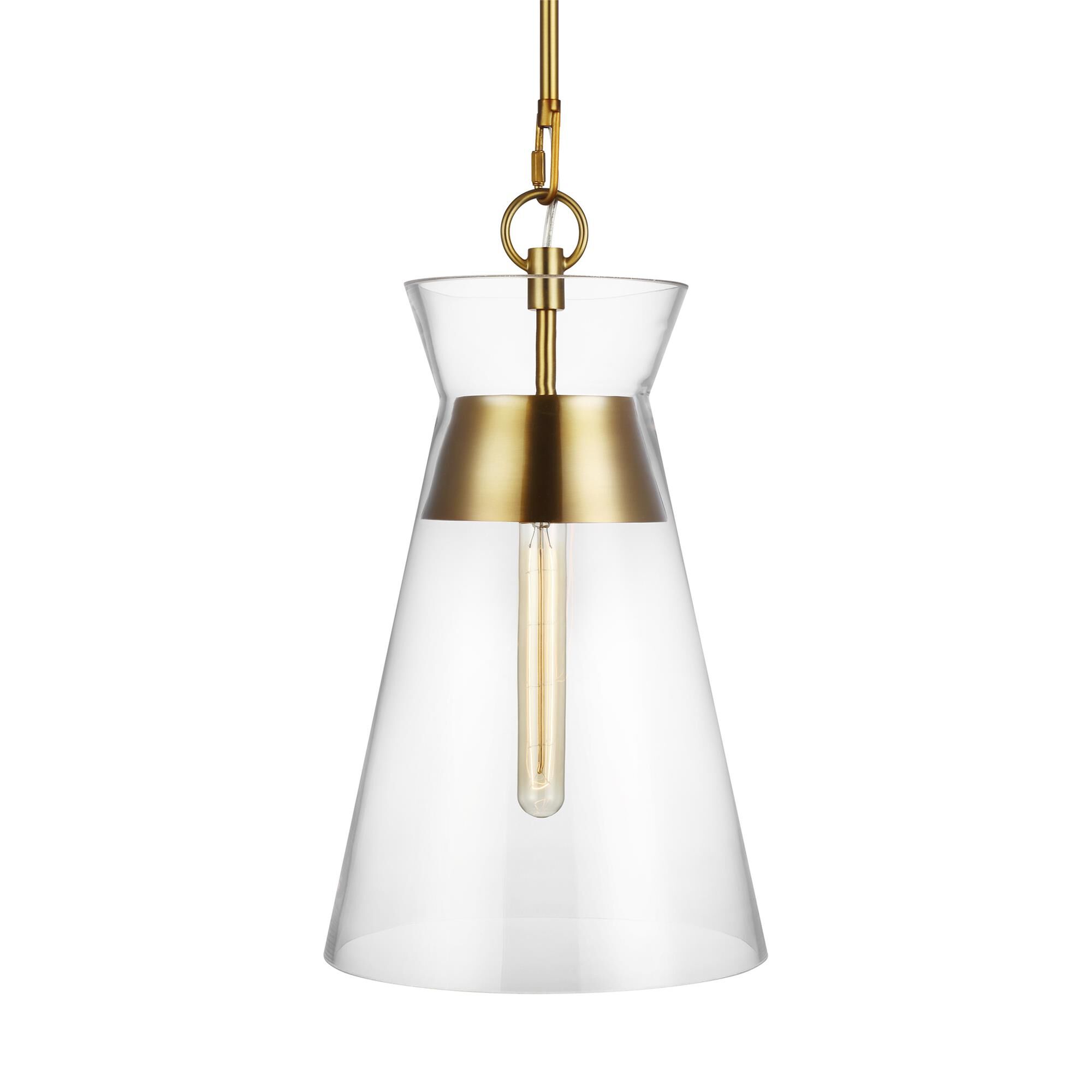 Shown in Burnished Brass finish and Clear glass