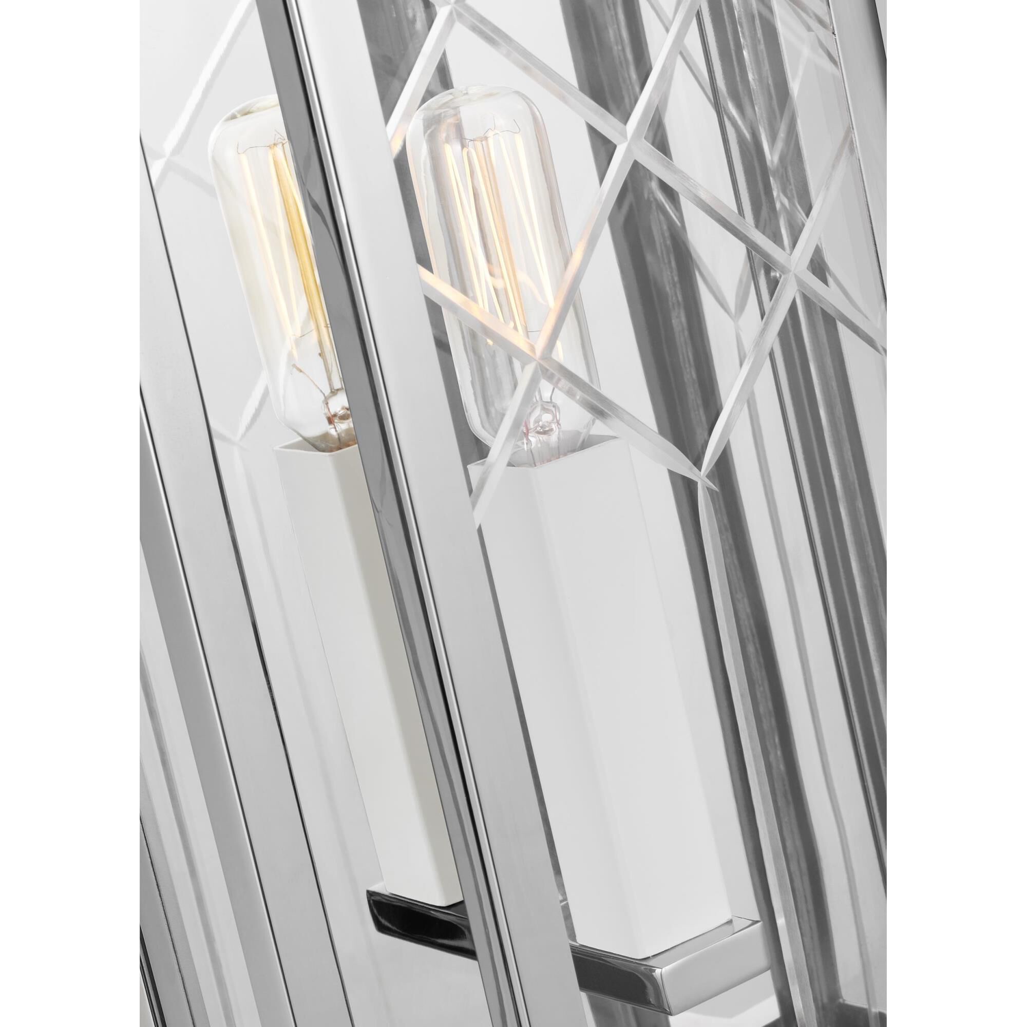 Shown in Polished Nickel finish and Clear With Diamond Cut Pattern glass