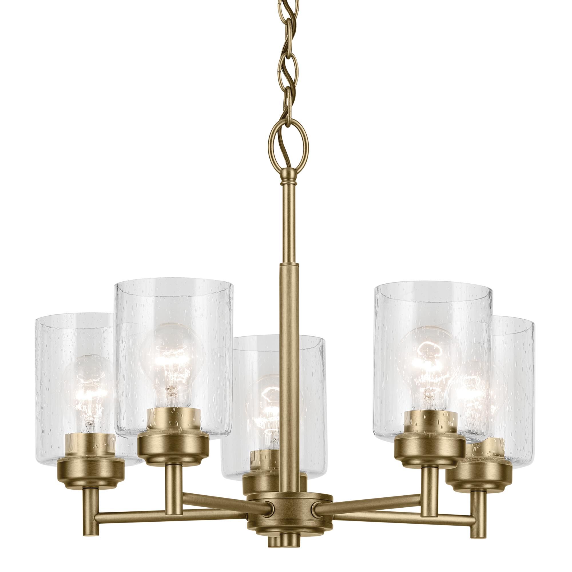 Shown in Natural Brass finish and Clear Seeded glass