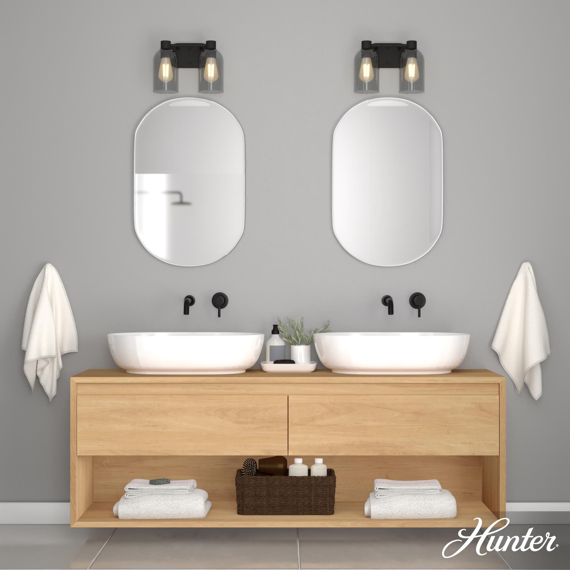 Lochmeade 12 Inch 2 Light Bath Vanity Light by Hunter Fan